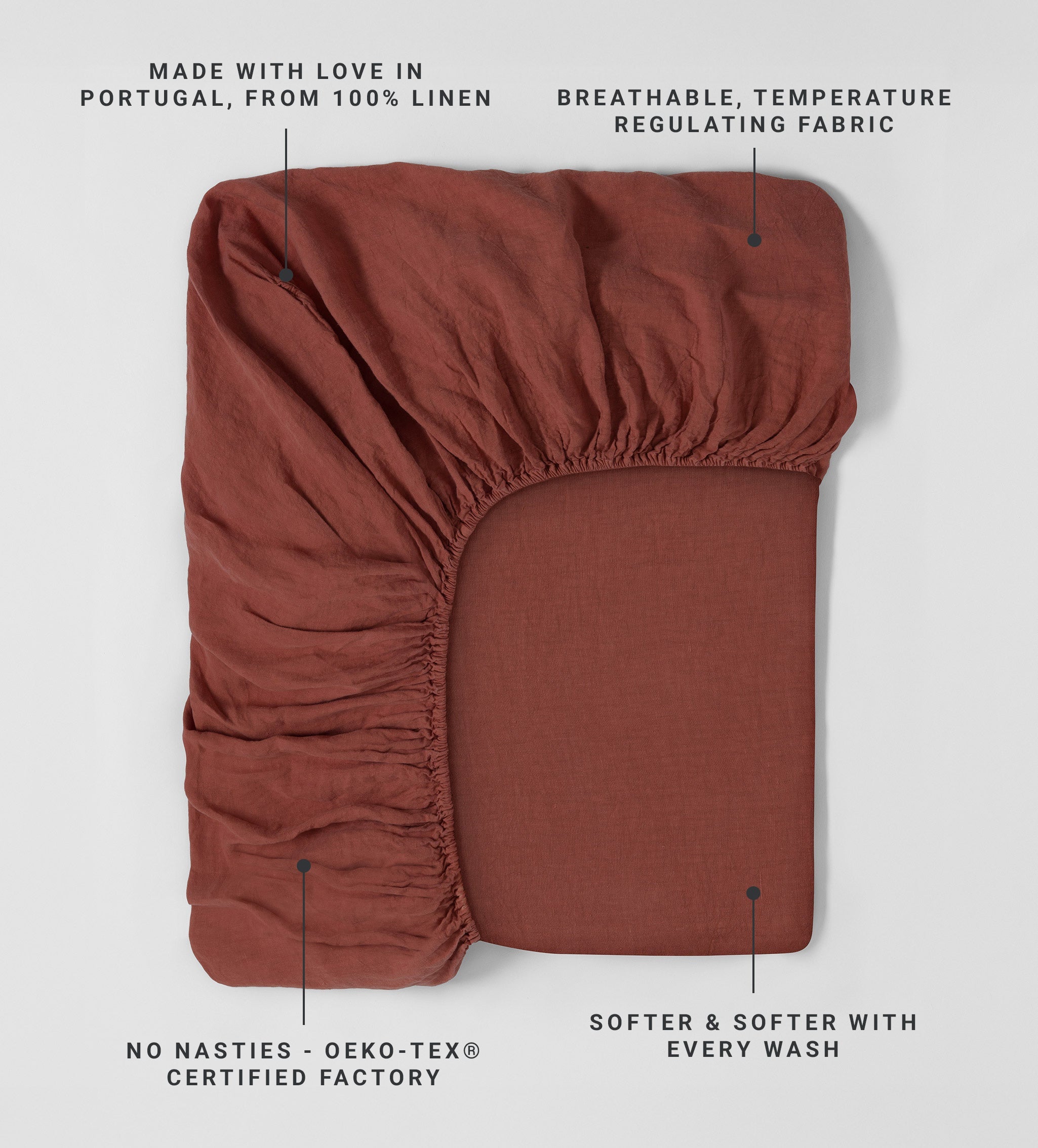 Conker 100% Linen Fitted Sheet