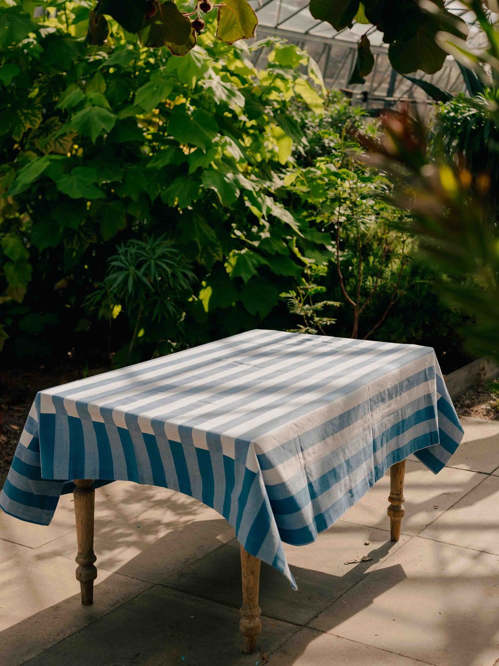 Cornflower Blue Stripe Tablecloth