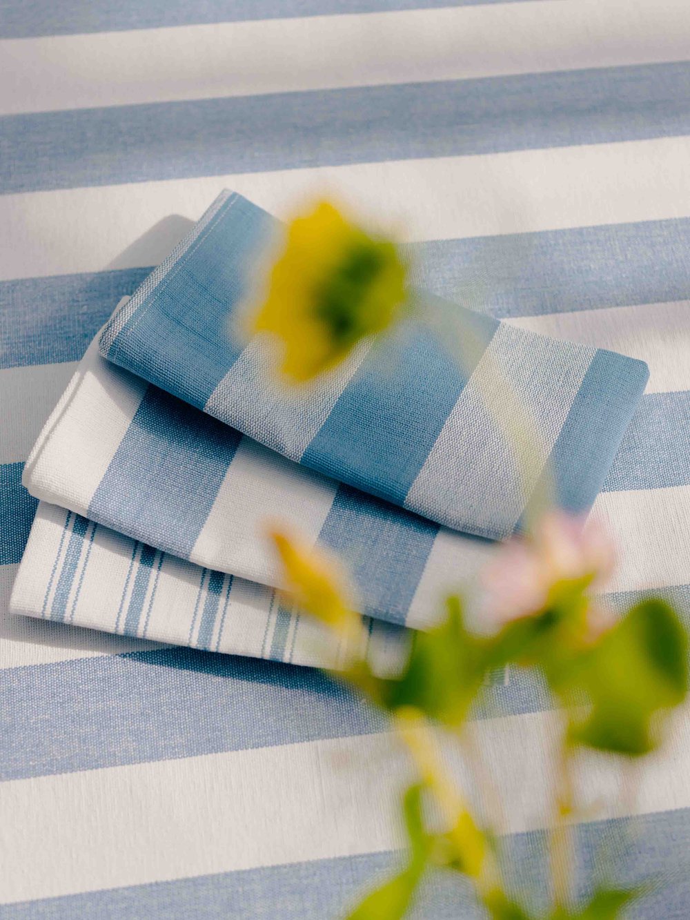 Cornflower Blue Stripe Tablecloth