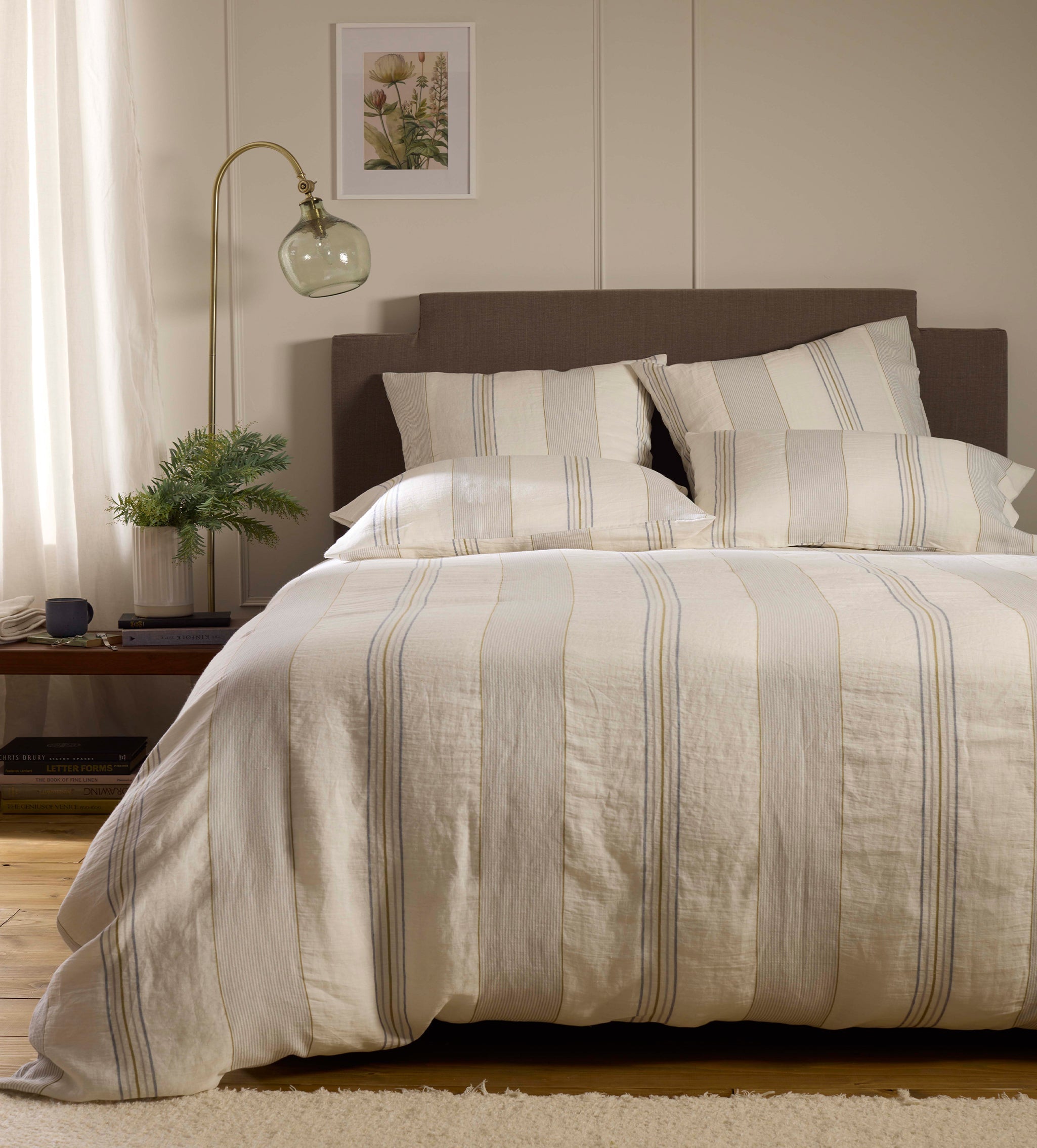Cream Sophie Stripe 100% Linen Duvet Cover