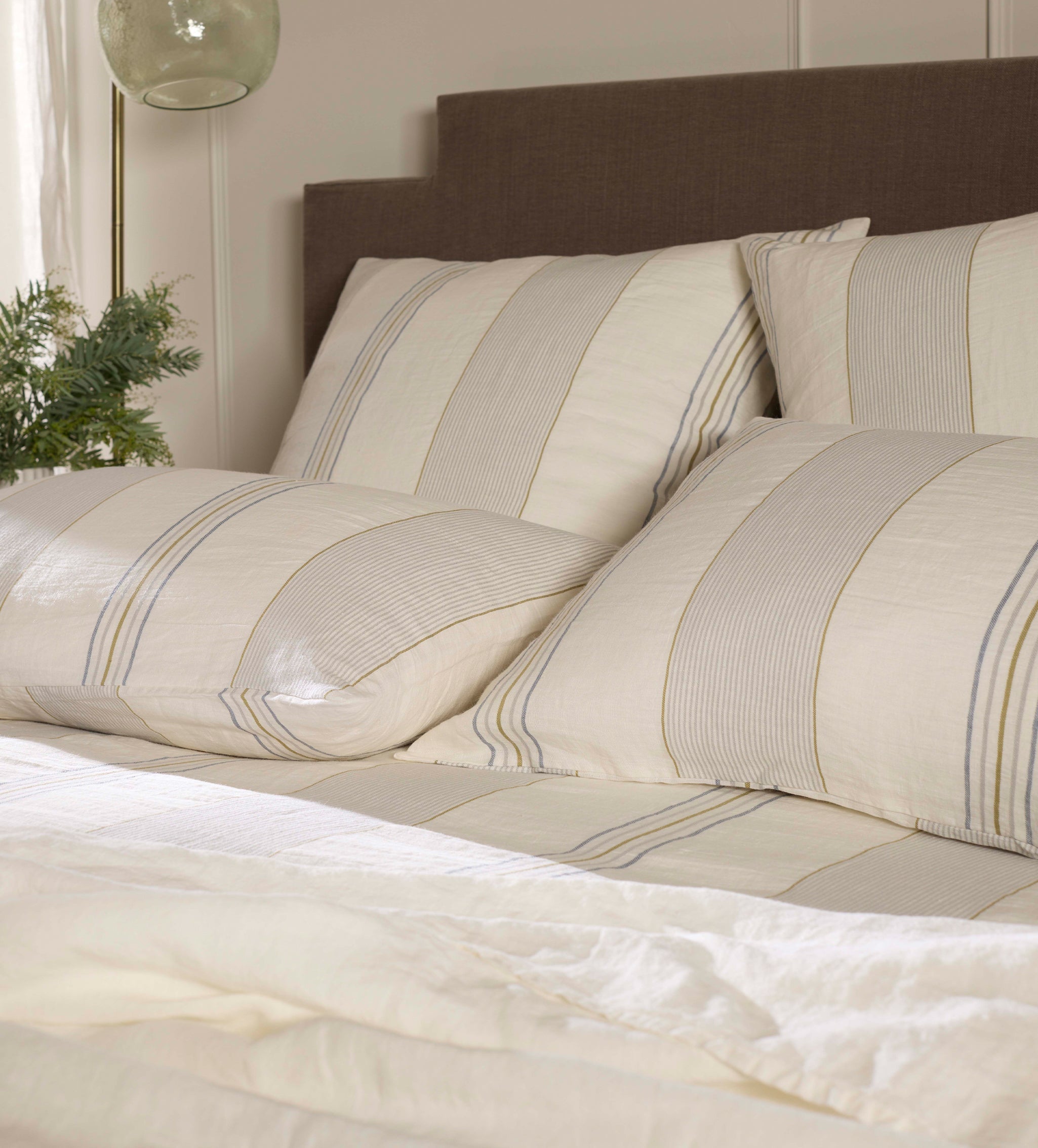 Cream Sophie Stripe 100% Linen Duvet Cover