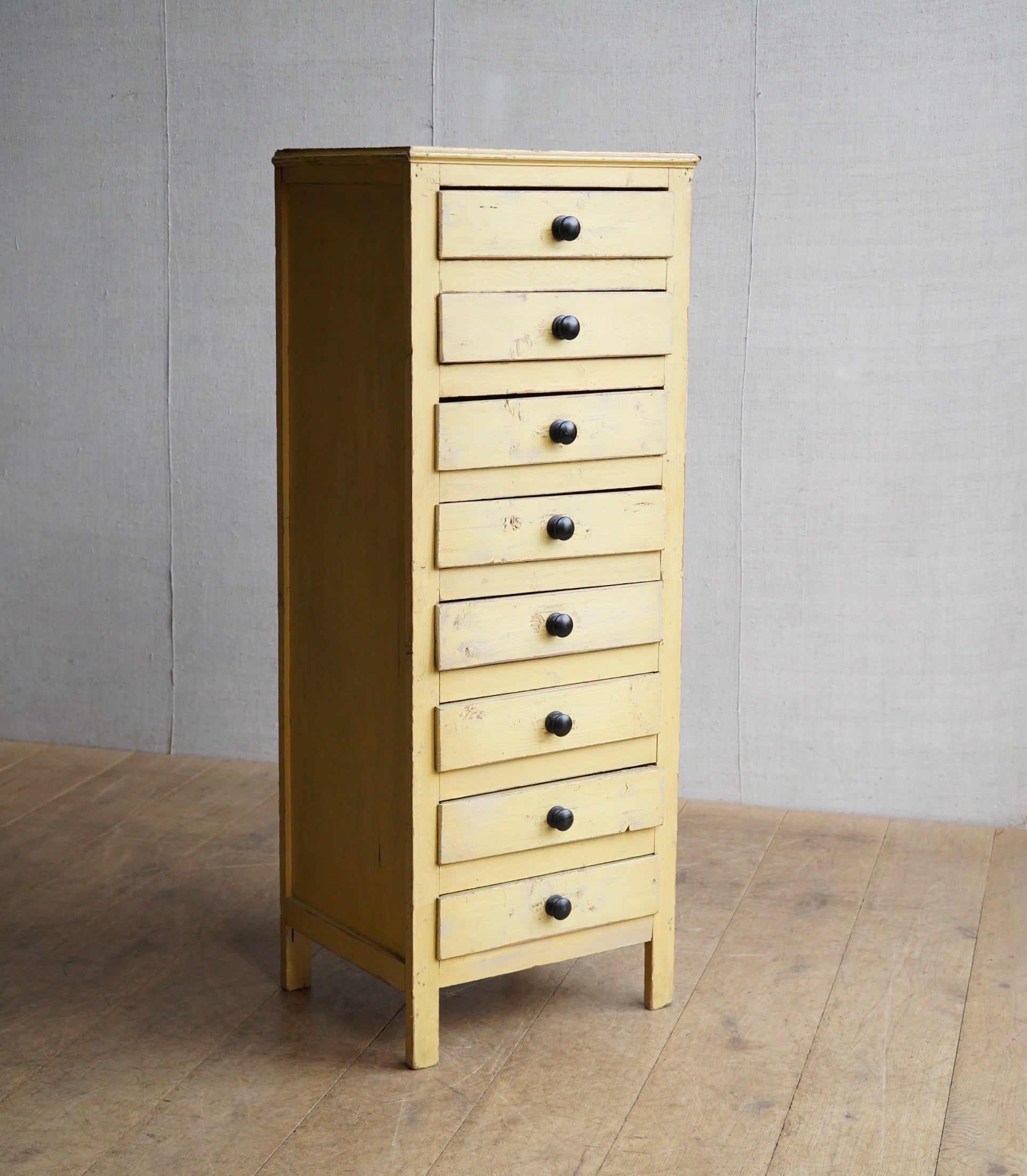 Yellow Painted Bank Of Drawers