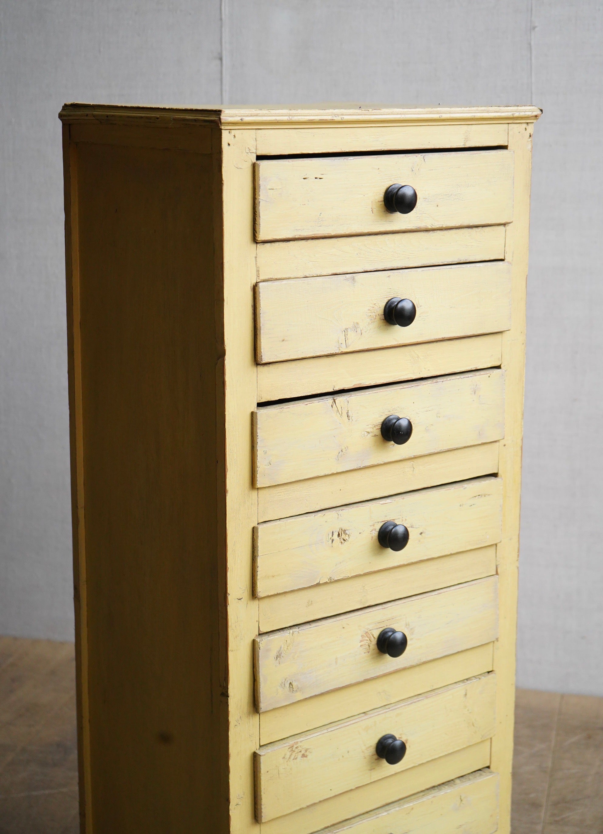 Yellow Painted Bank Of Drawers