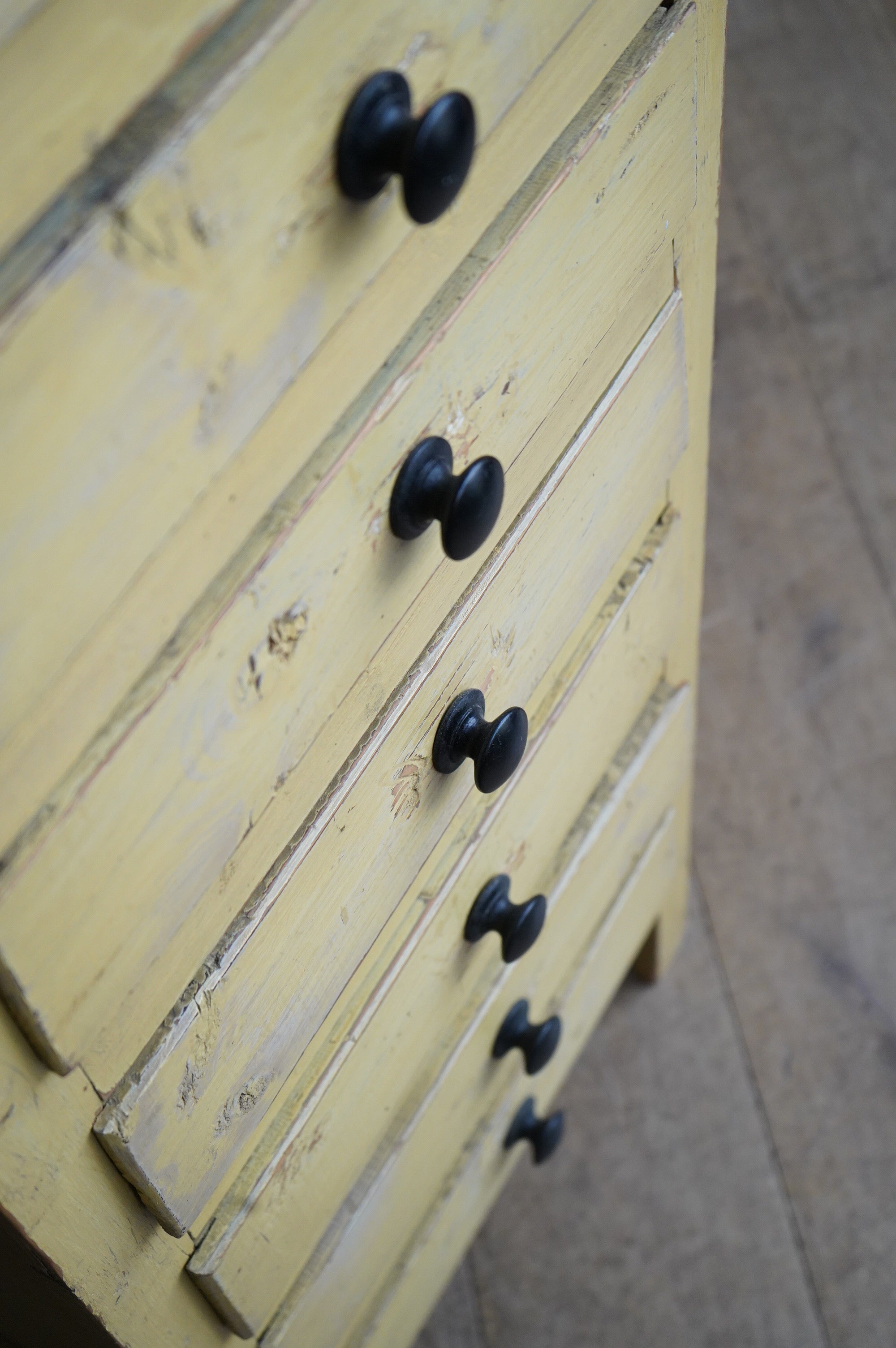 Yellow Painted Bank Of Drawers