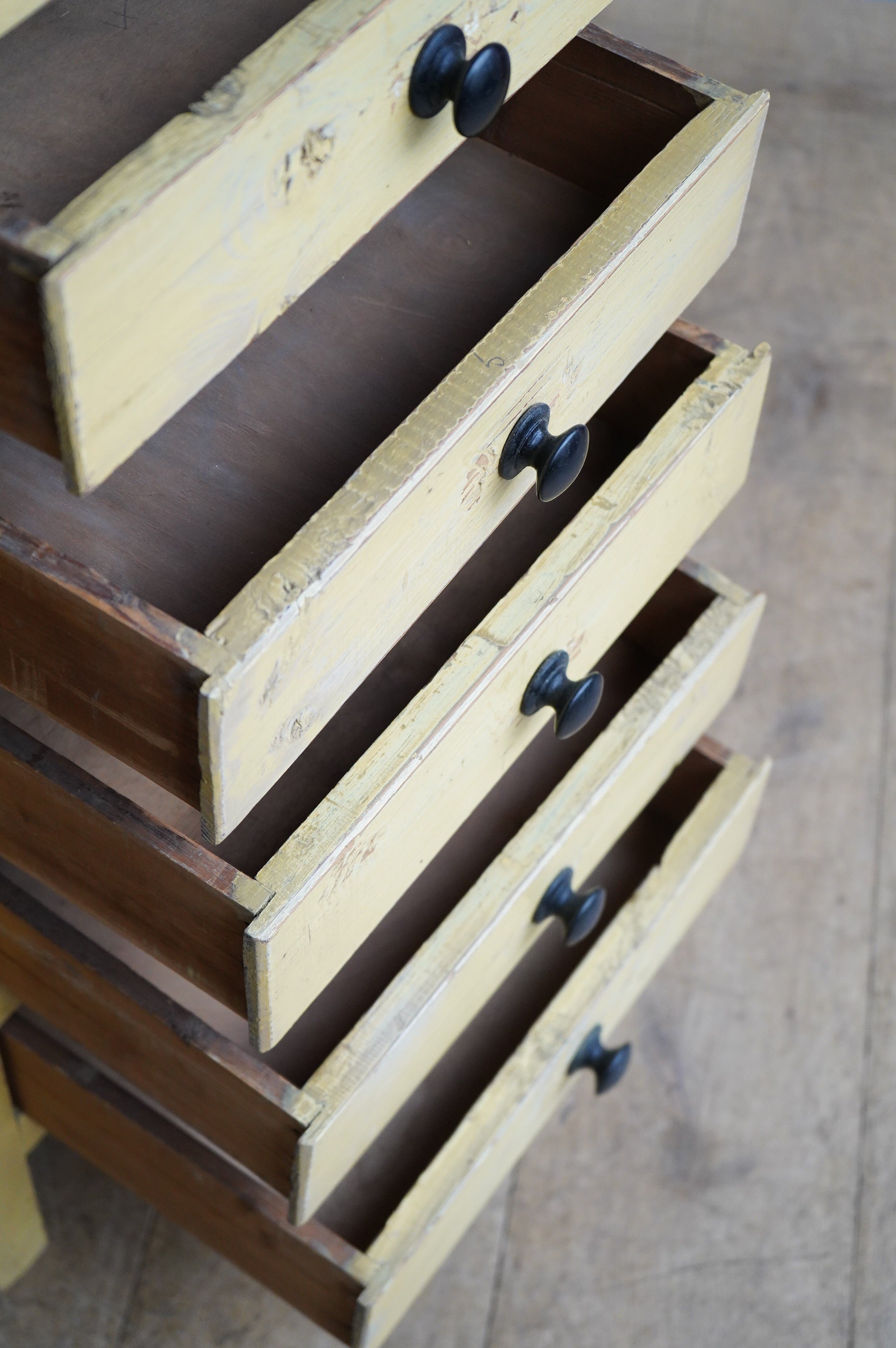 Yellow Painted Bank Of Drawers