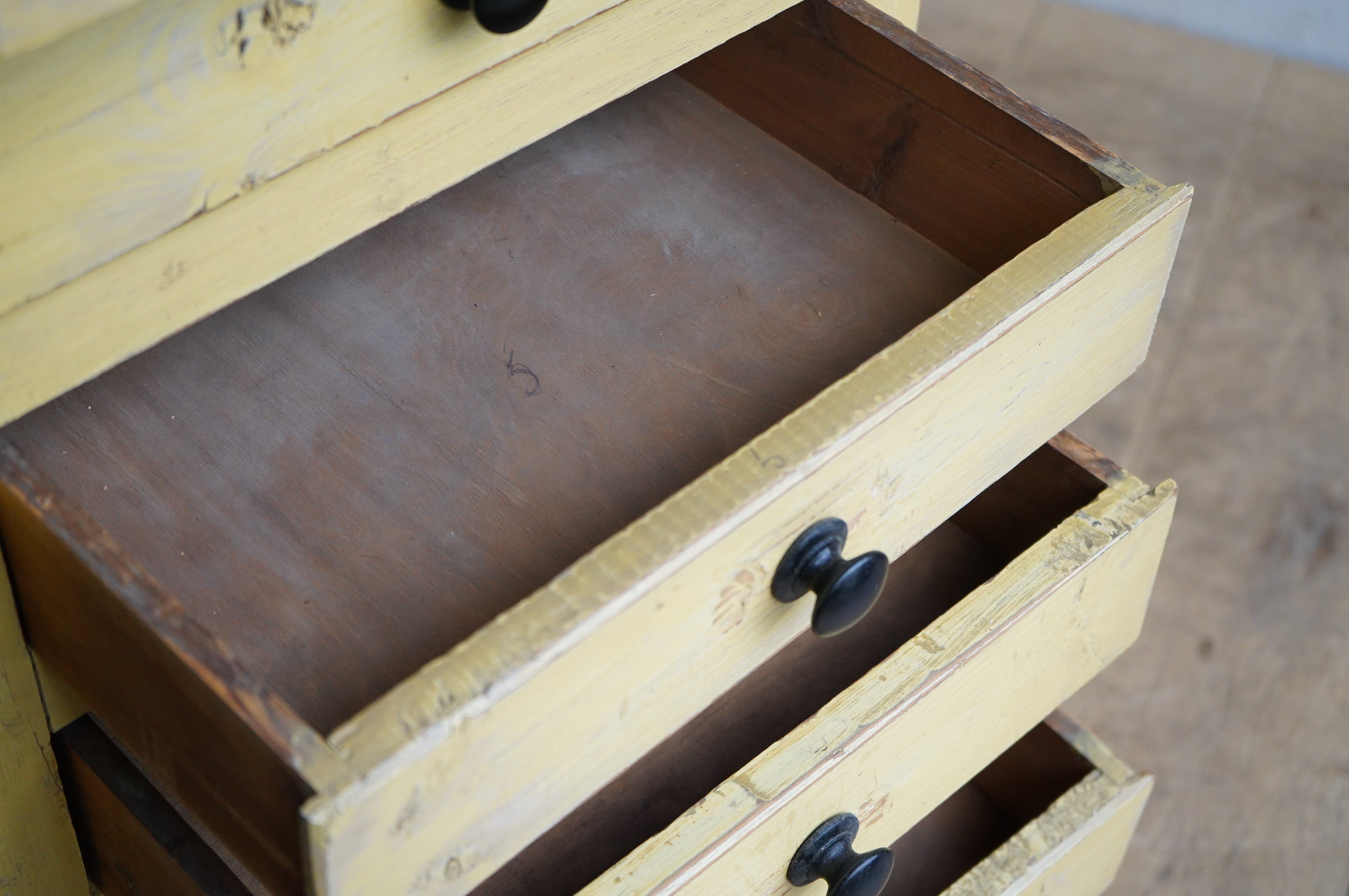 Yellow Painted Bank Of Drawers