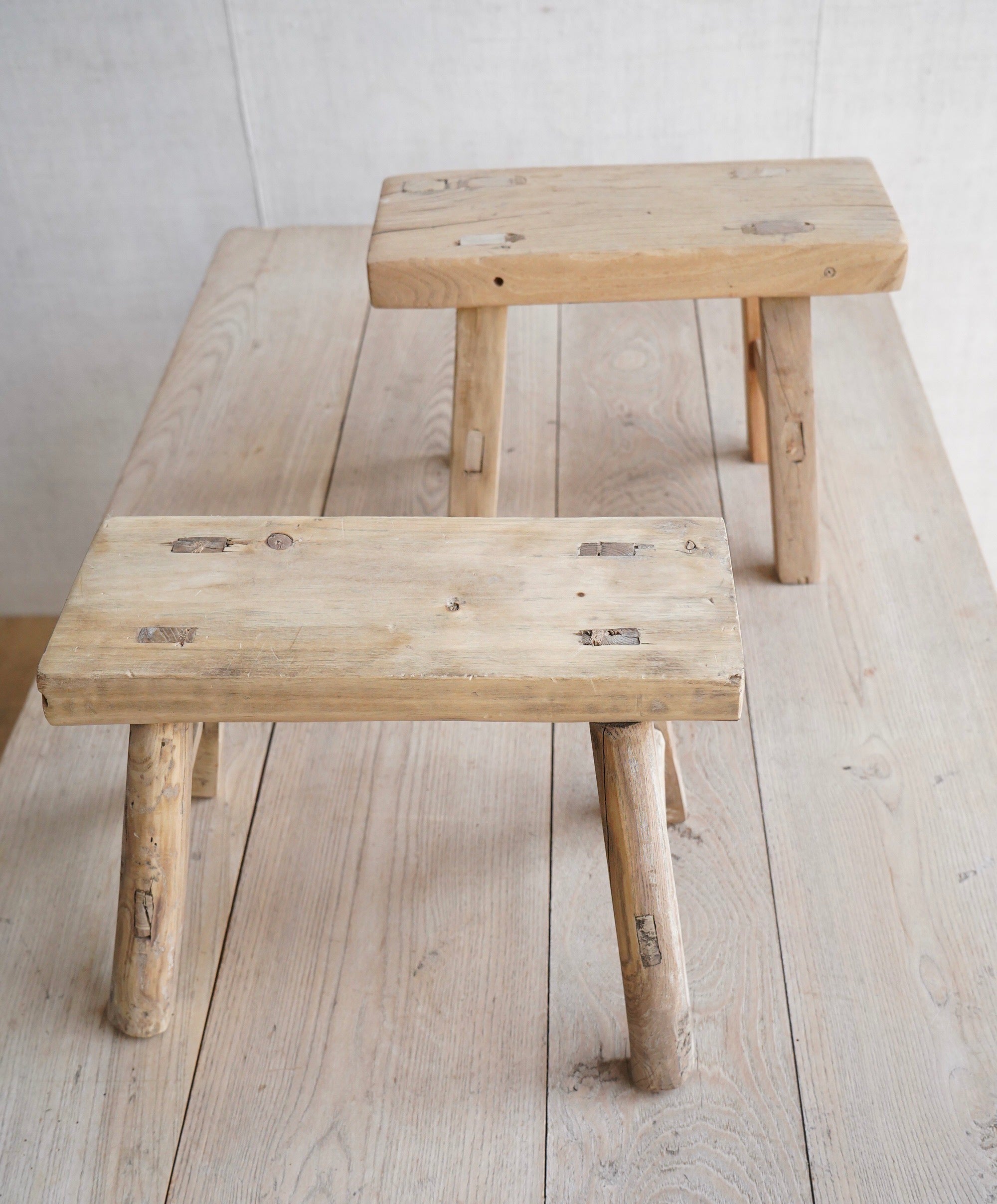 Pair of Mini Elm Stools