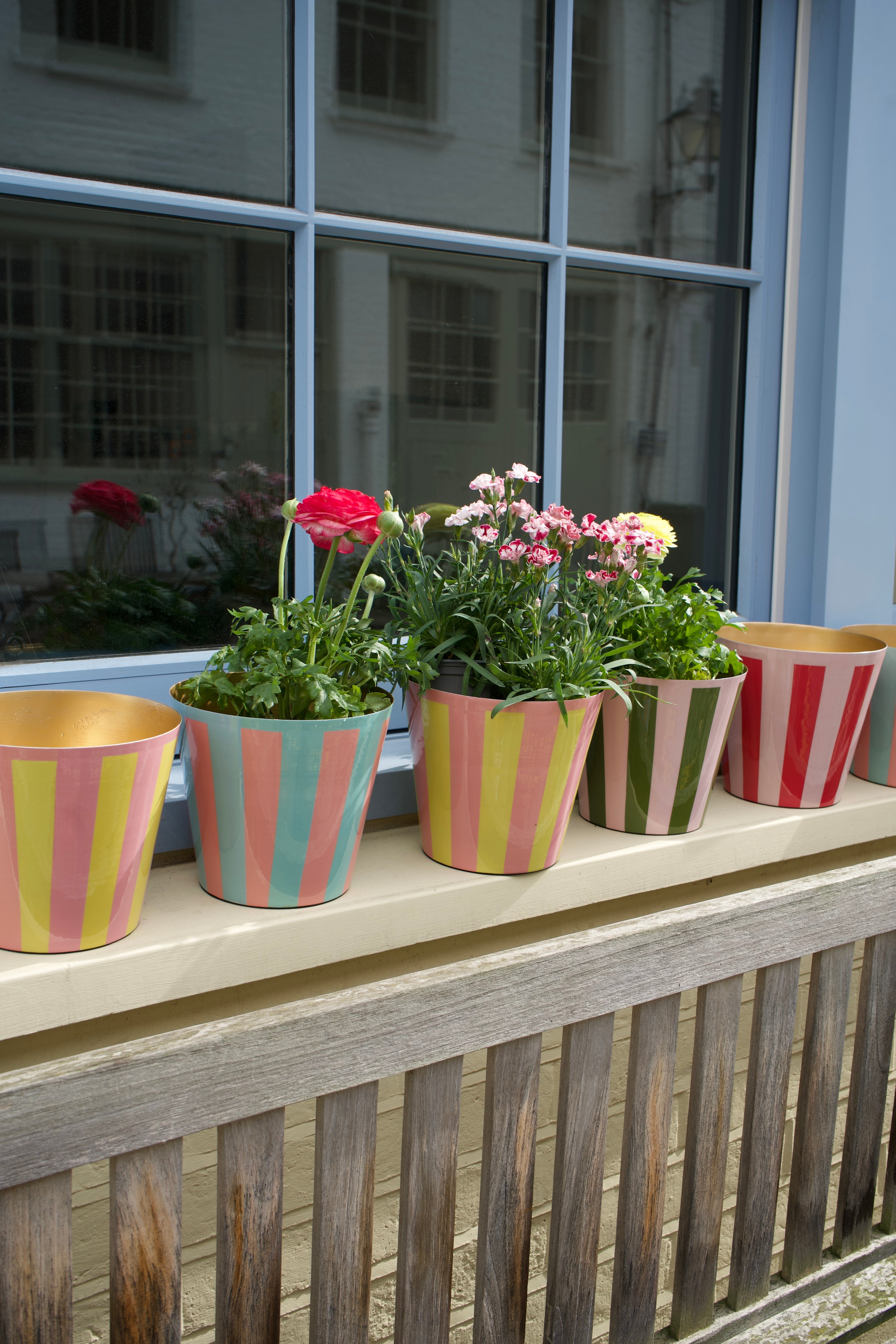 The Penny Planter in Pink and Yellow Stripe