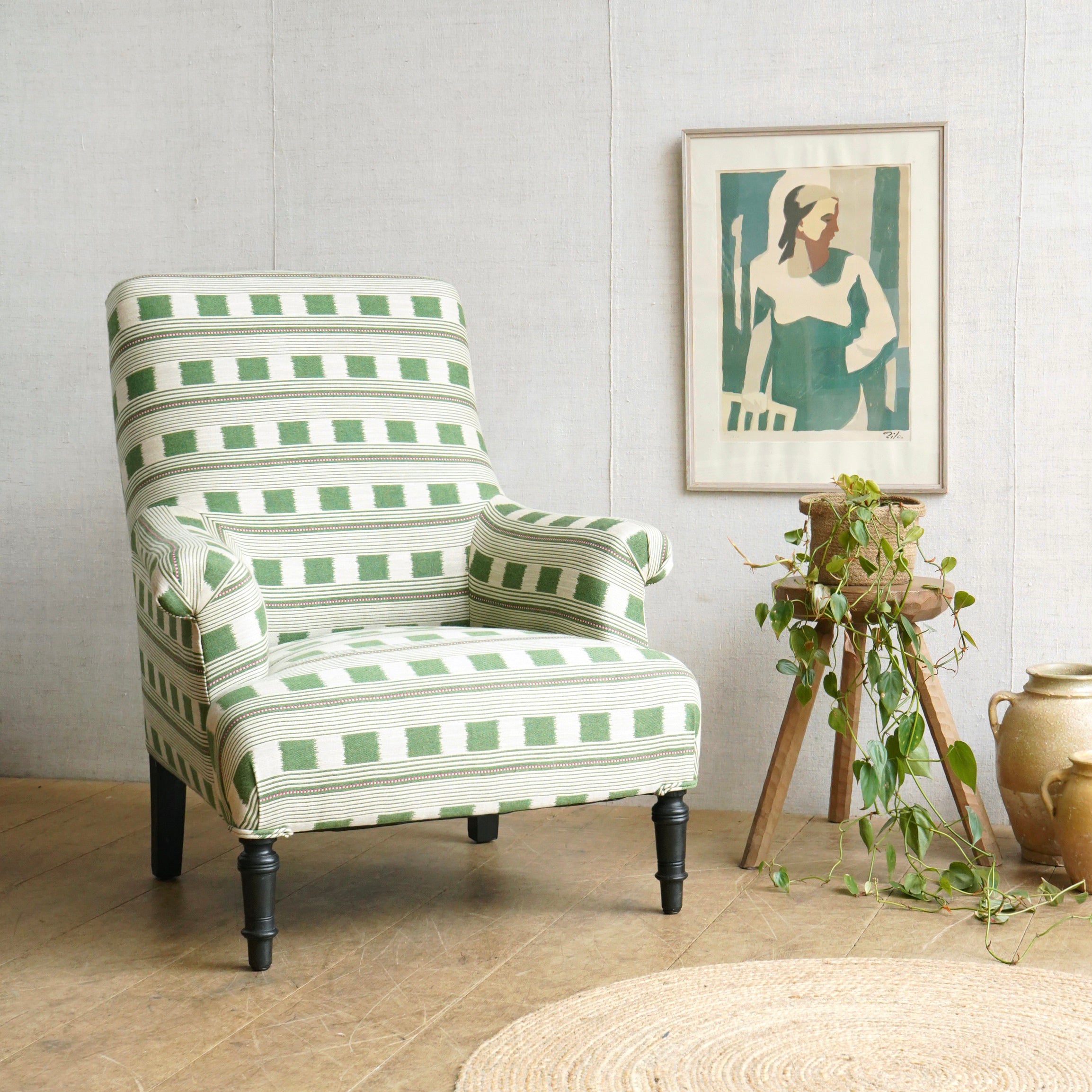 Antique Armchair in Lost & Found Fabric