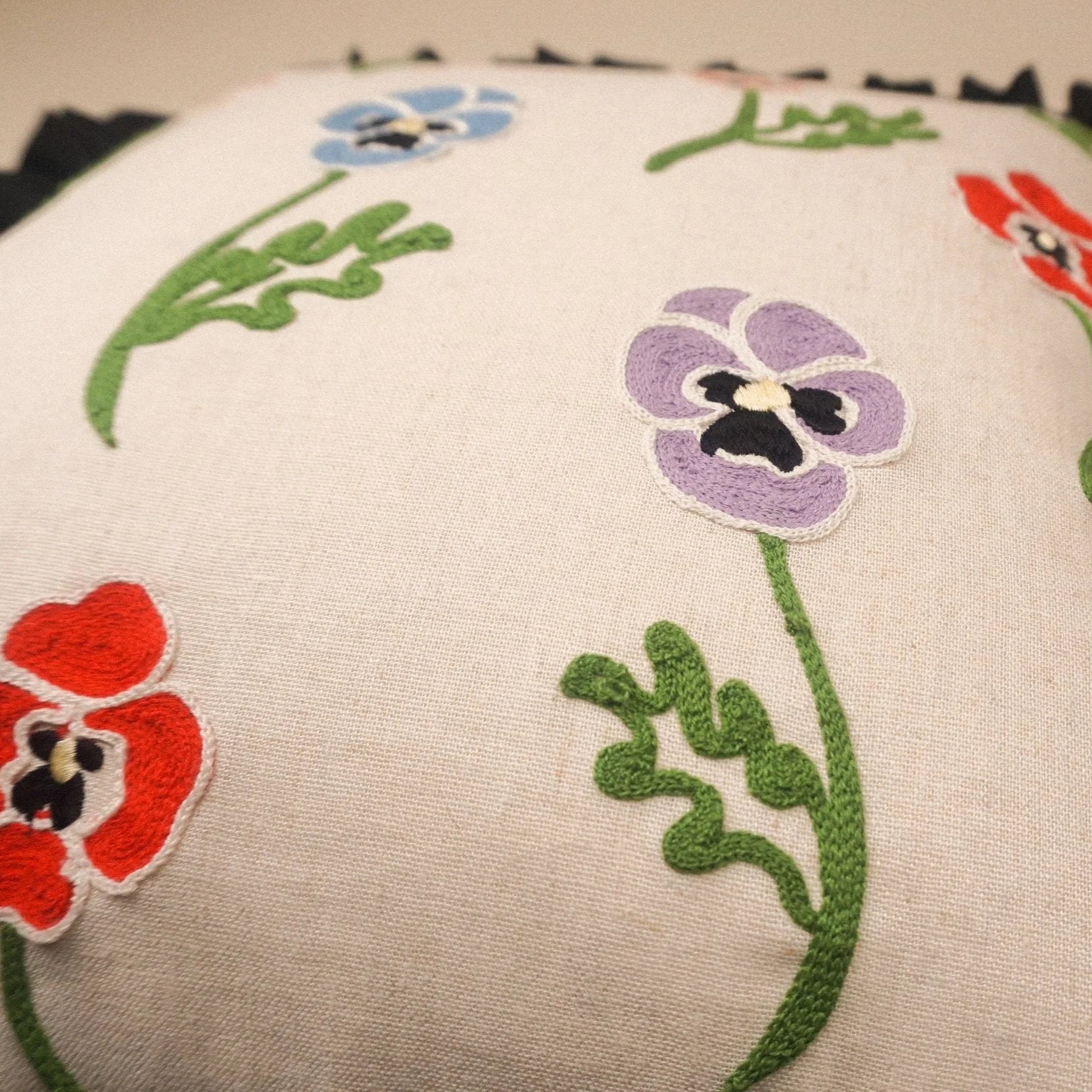 Winter Pansy Linen Cushion