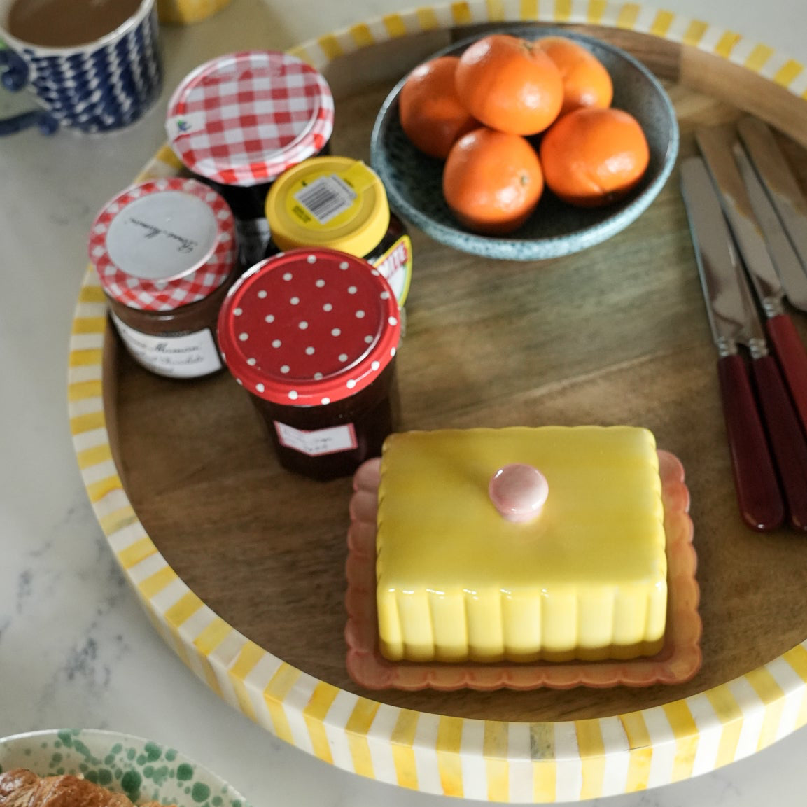 Lazy Susan | Yellow & White | Striped