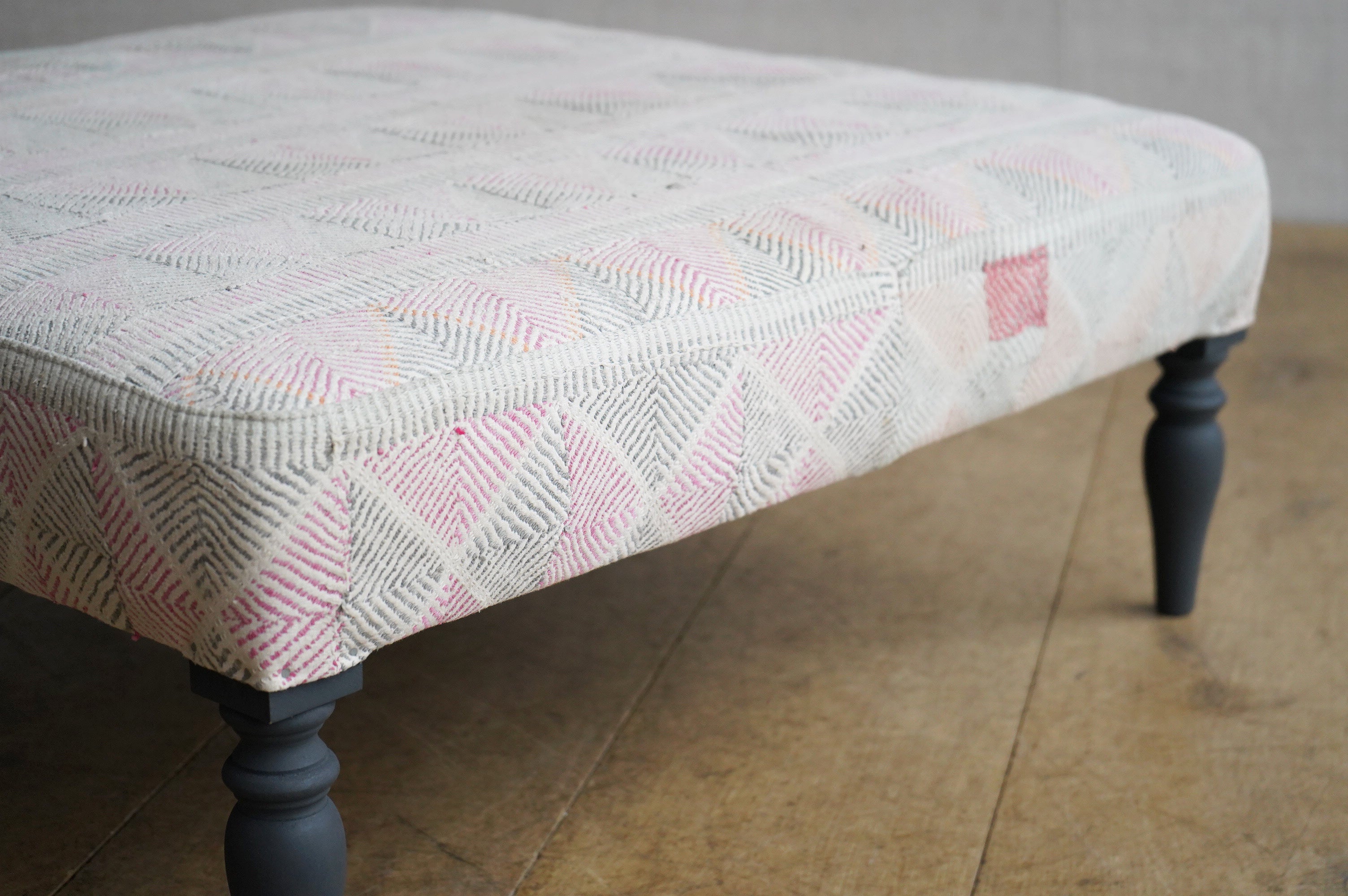 Upholstered Kantha Footstool