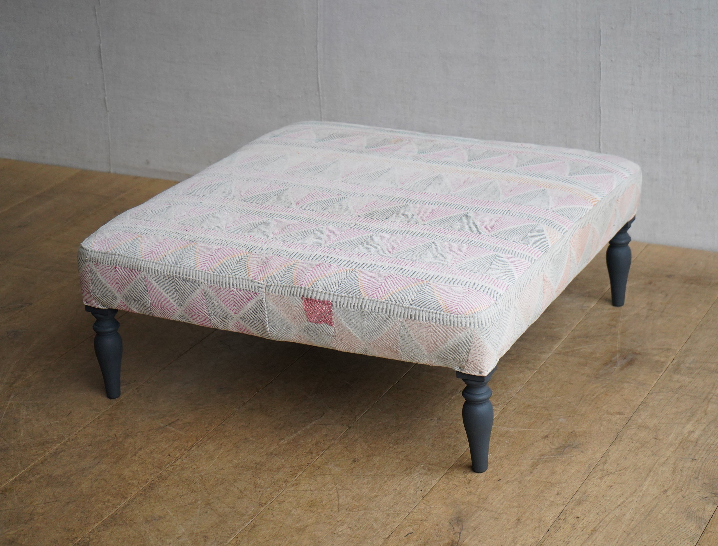 Upholstered Kantha Footstool