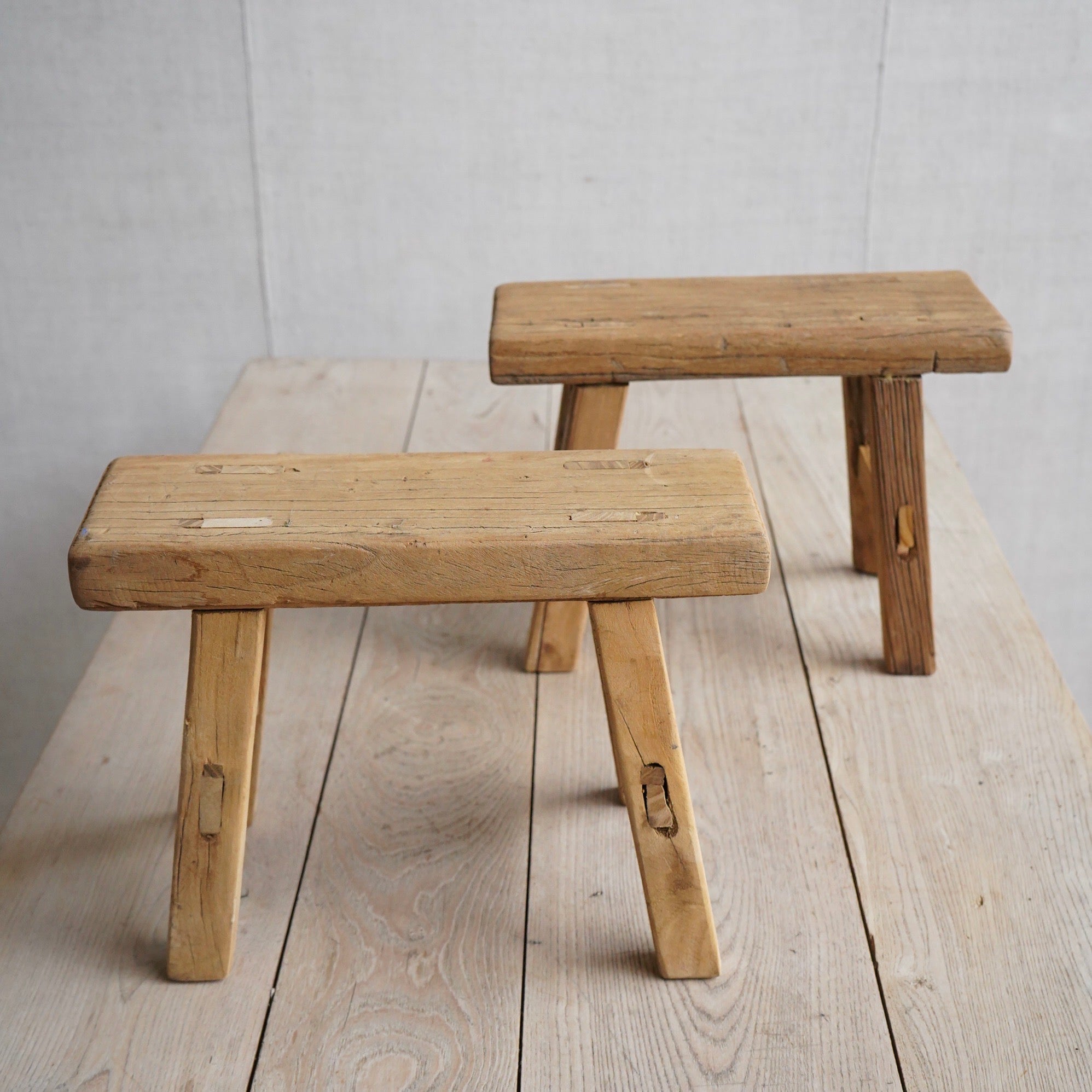 Pair of Mini Elm Stools