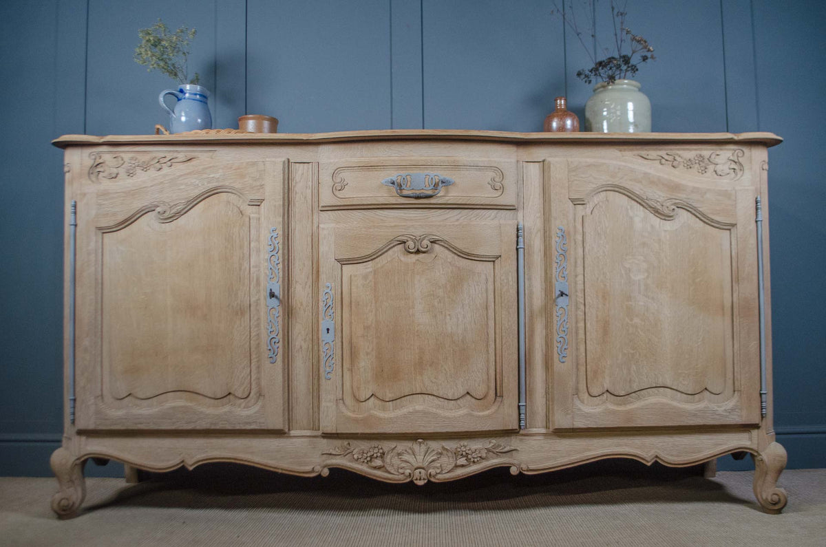 Pale Stripped French Oak Parquet Sideboard