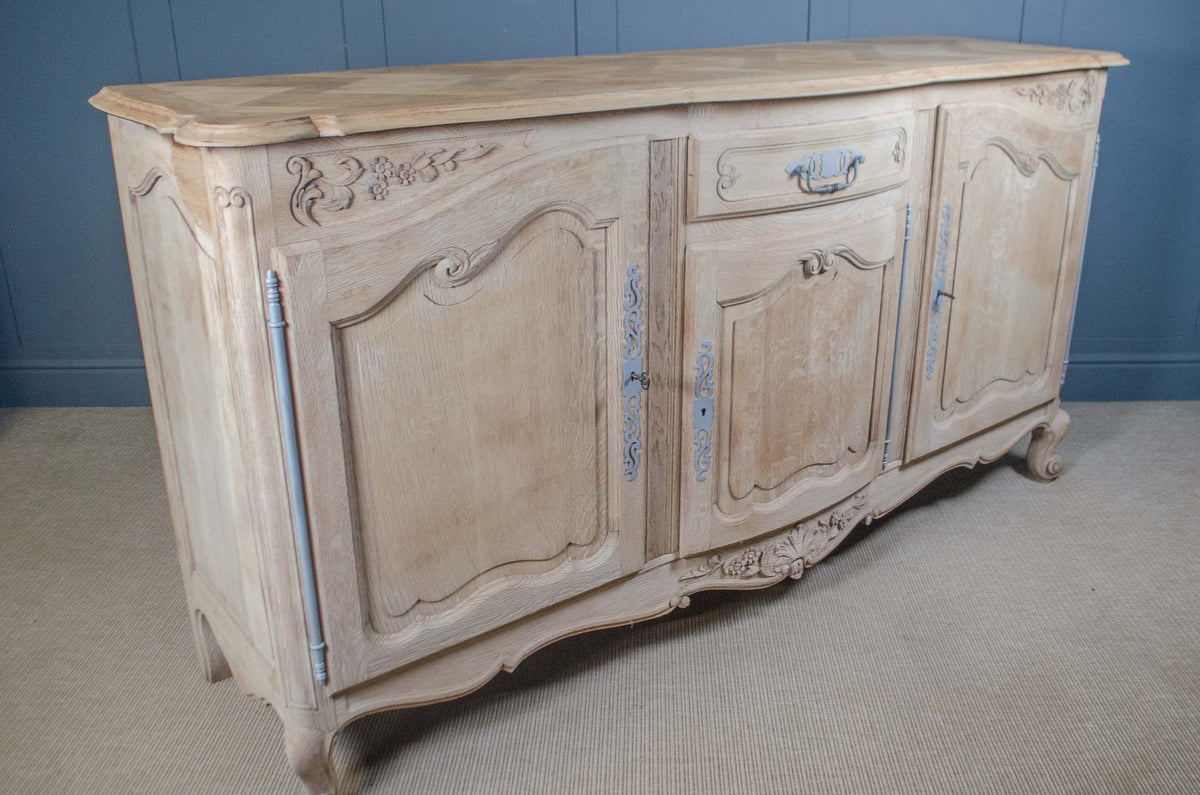 Pale Stripped French Oak Parquet Sideboard