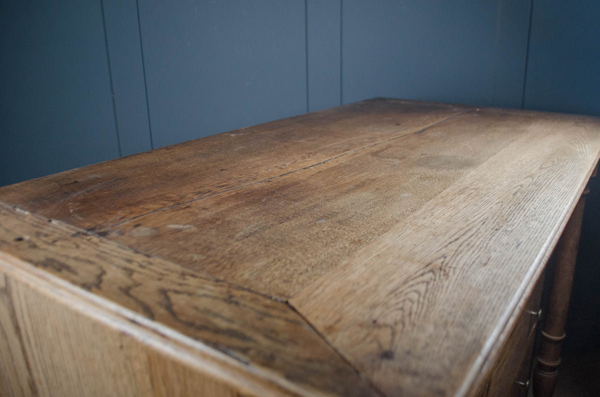 Antique French Solid Oak Column Chest of Drawers