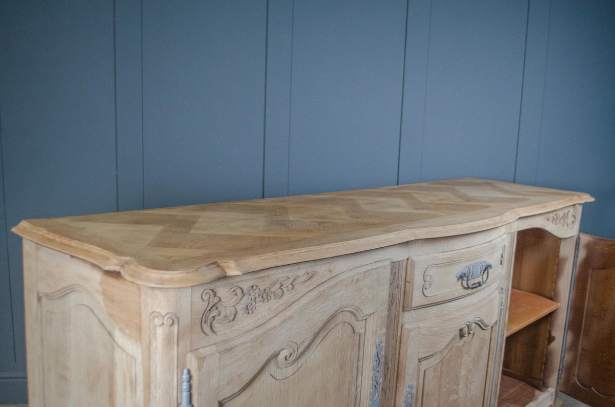Pale Stripped French Oak Parquet Sideboard