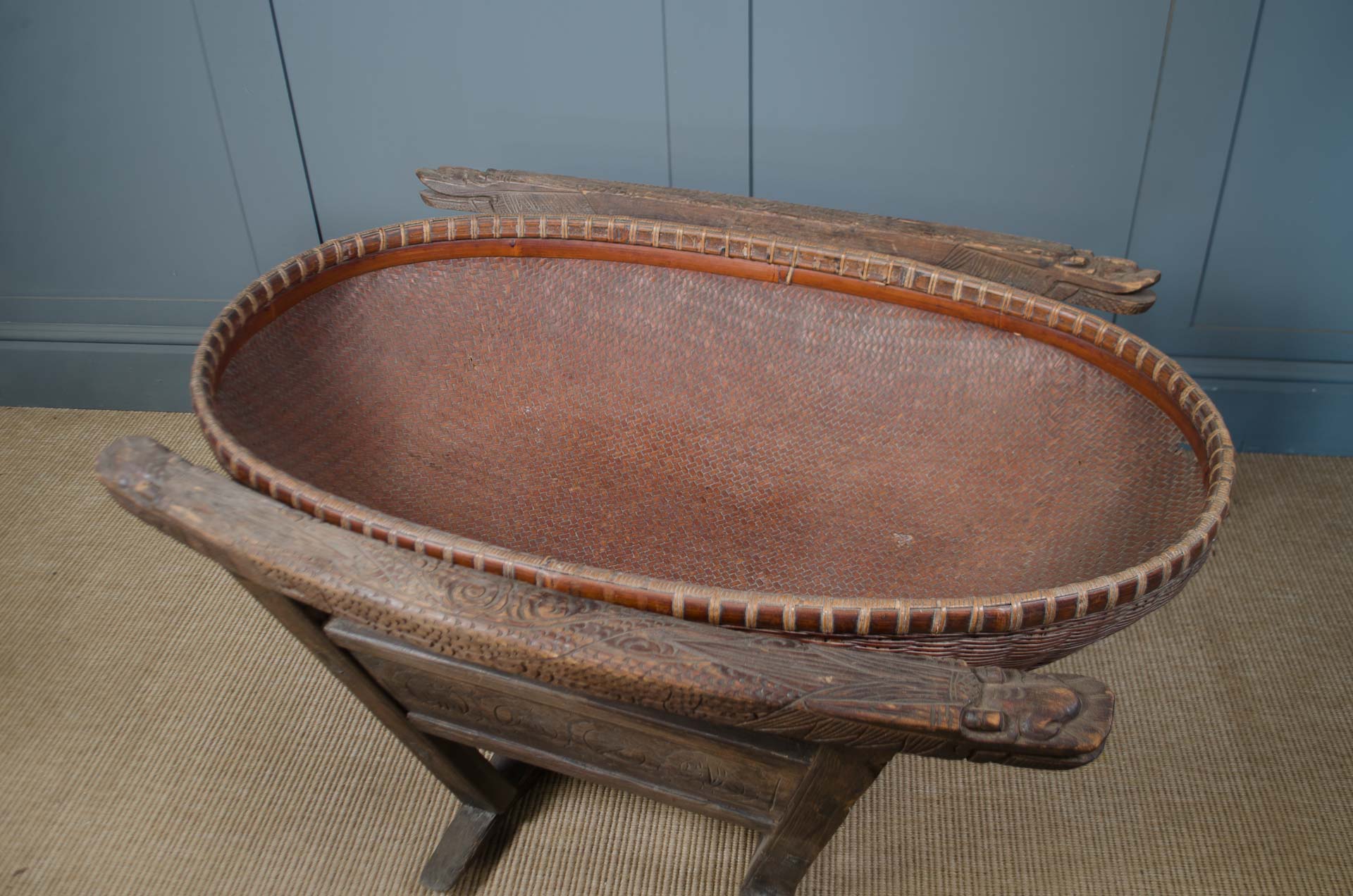 Antique Hand Woven Japanese Cradle Basket