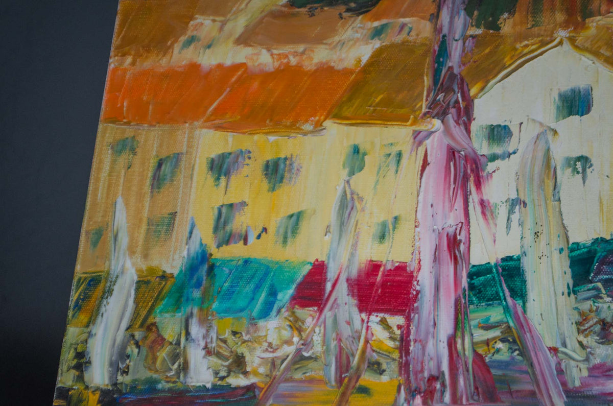 Harbour & Fishing Boats Oil Painting on Canvas