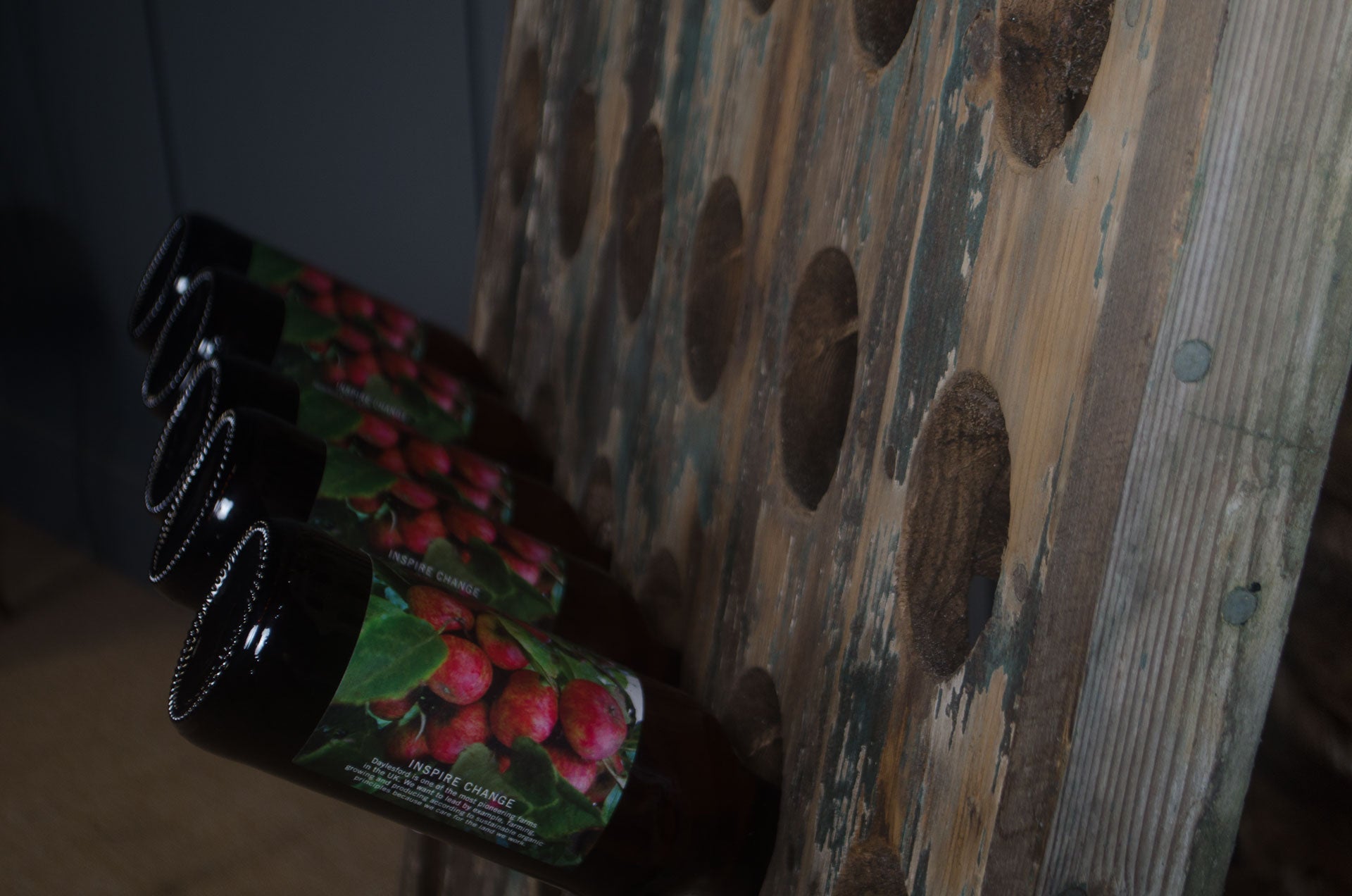 Reclaimed wine bottle riddler stands