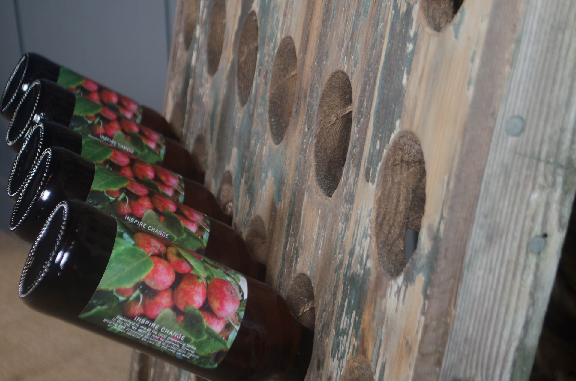 Reclaimed wine bottle riddler stands
