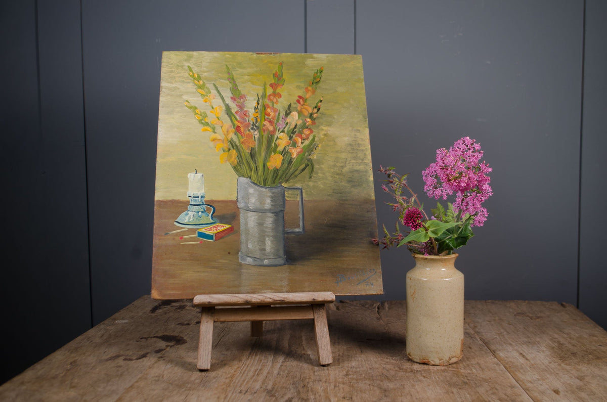 Original French Oil on Board - Still life
