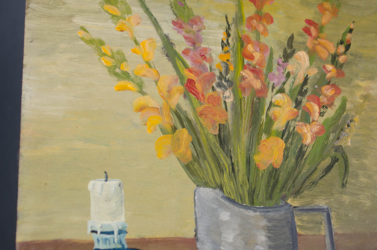 Original French Oil on Board - Still life