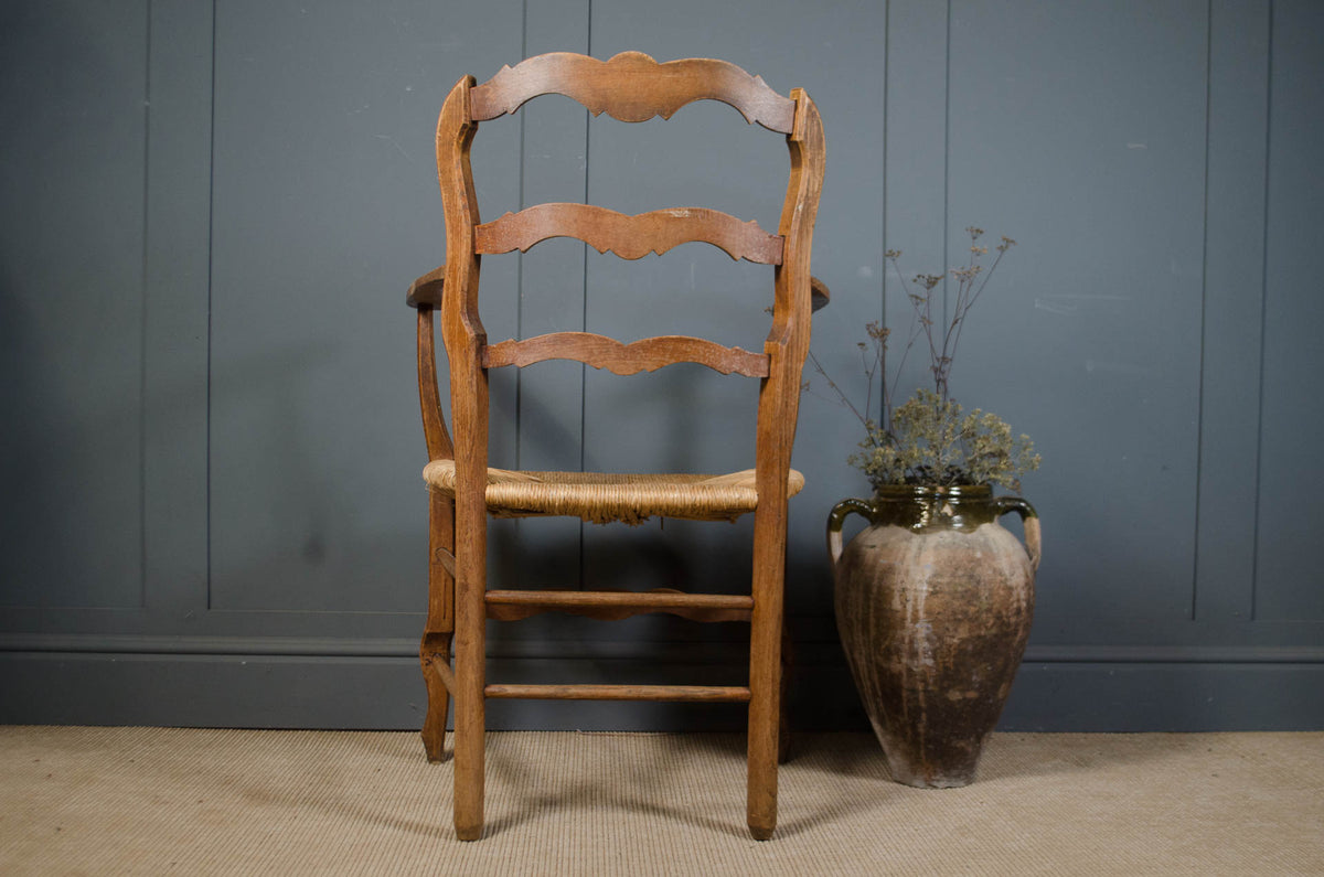 Oak Rush Seat Carver Chair