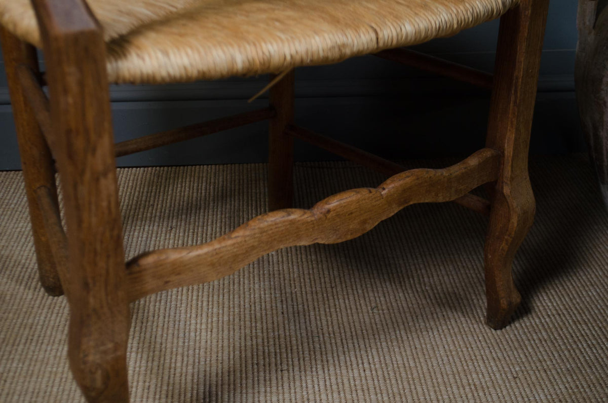 Oak Rush Seat Carver Chair
