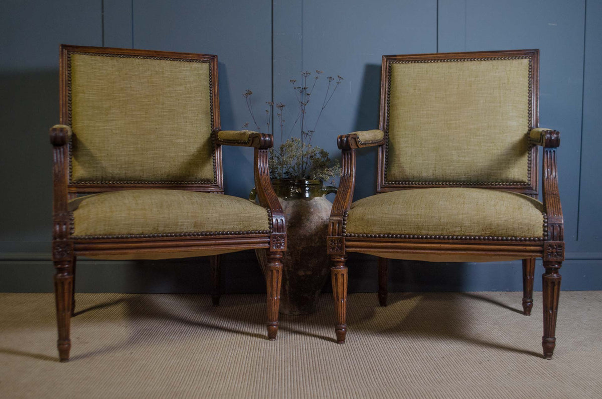 Pair of Early 20th Century French Louis XVI Style Parlour Chairs