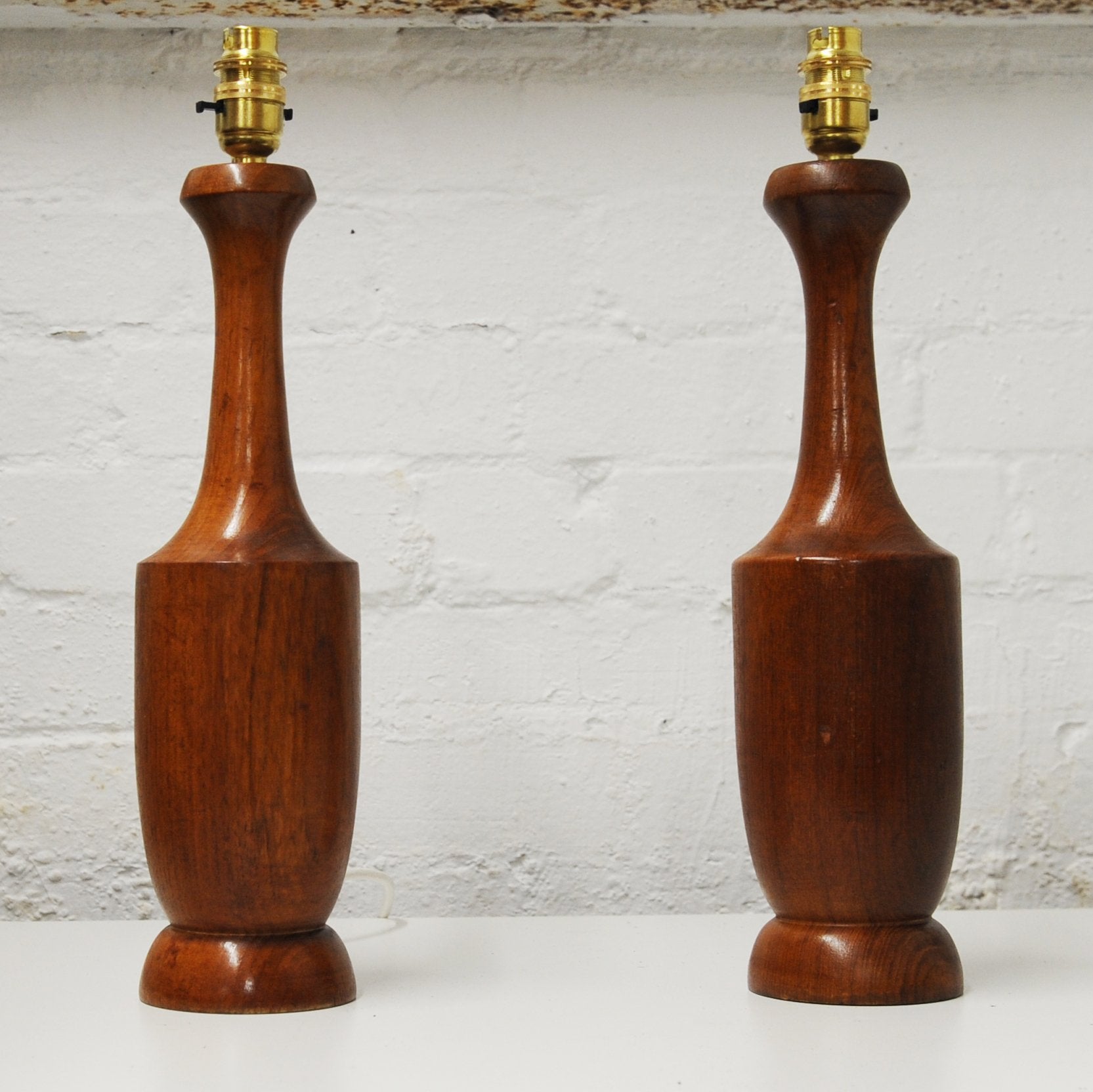 Pair of Teak Danish Desk Lamps with Brass Fittings, 1960s