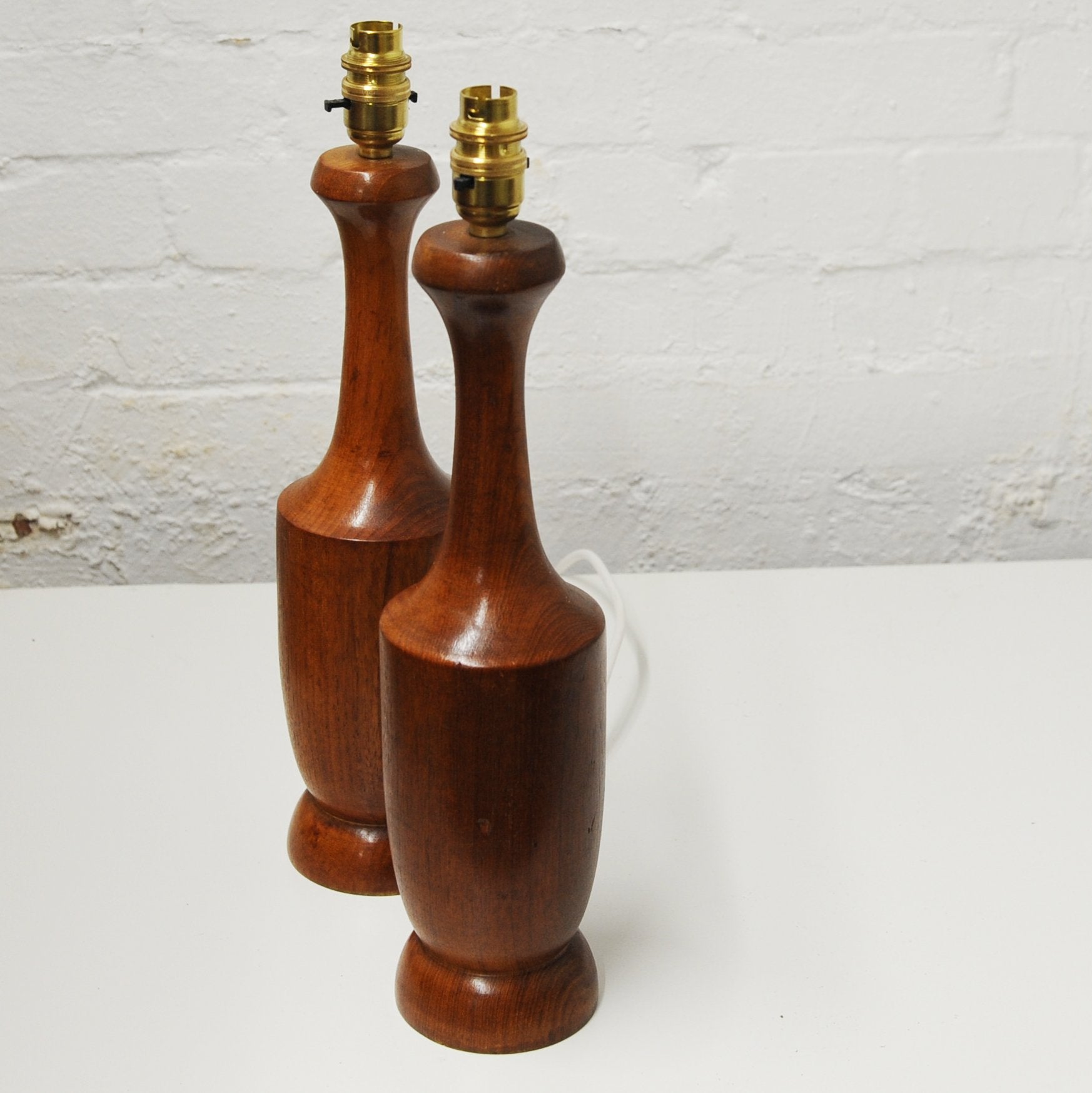 Pair of Teak Danish Desk Lamps with Brass Fittings, 1960s