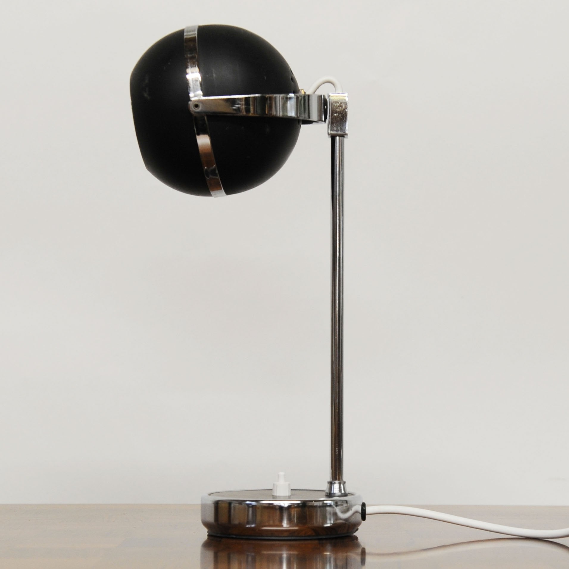 Vintage Black and Silver Eyeball Table Lamp, 1960s