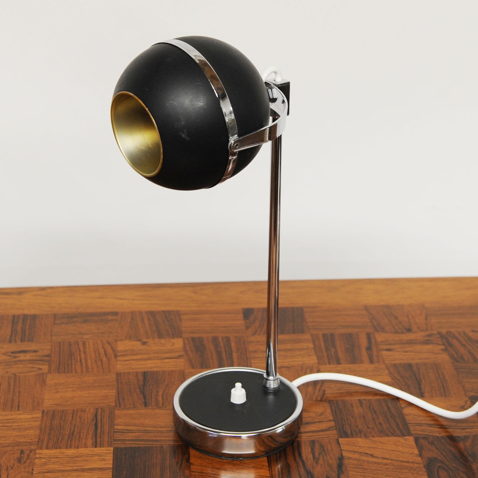 Vintage Black and Silver Eyeball Table Lamp, 1960s