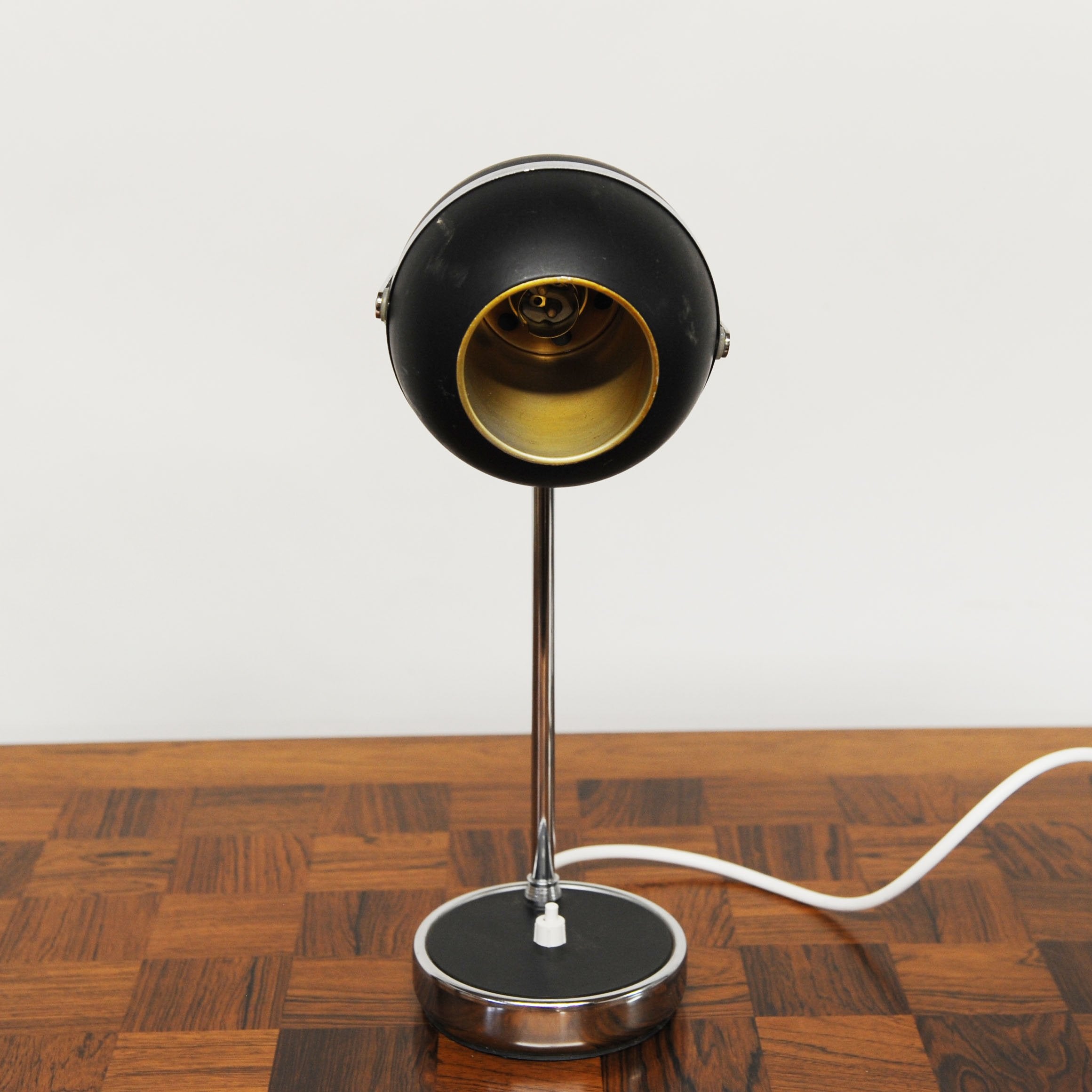 Vintage Black and Silver Eyeball Table Lamp, 1960s