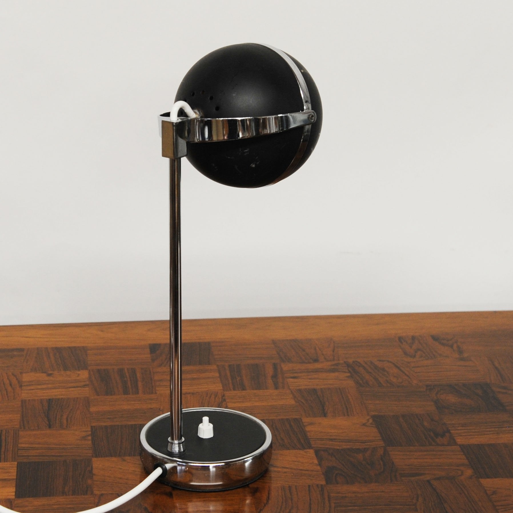 Vintage Black and Silver Eyeball Table Lamp, 1960s