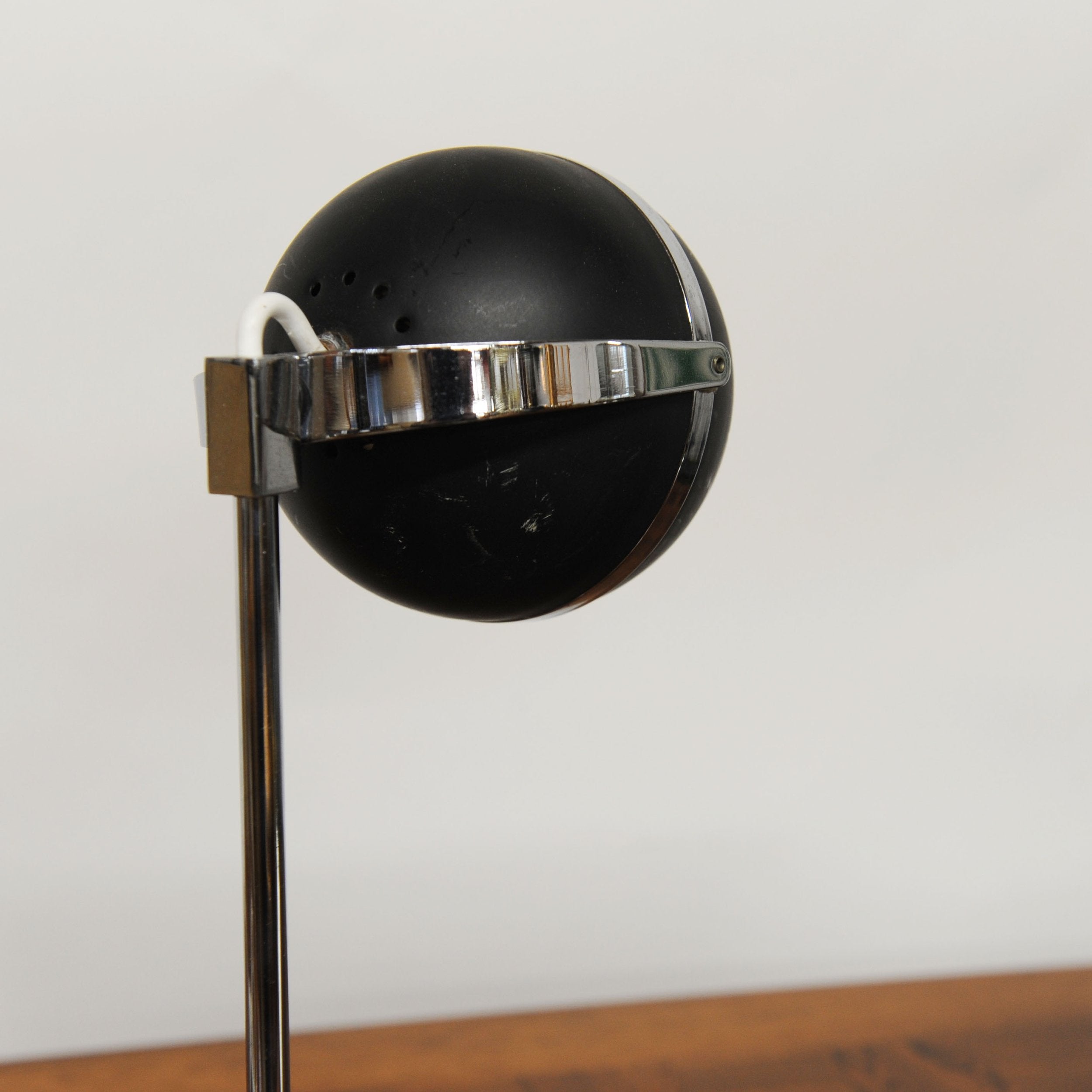 Vintage Black and Silver Eyeball Table Lamp, 1960s