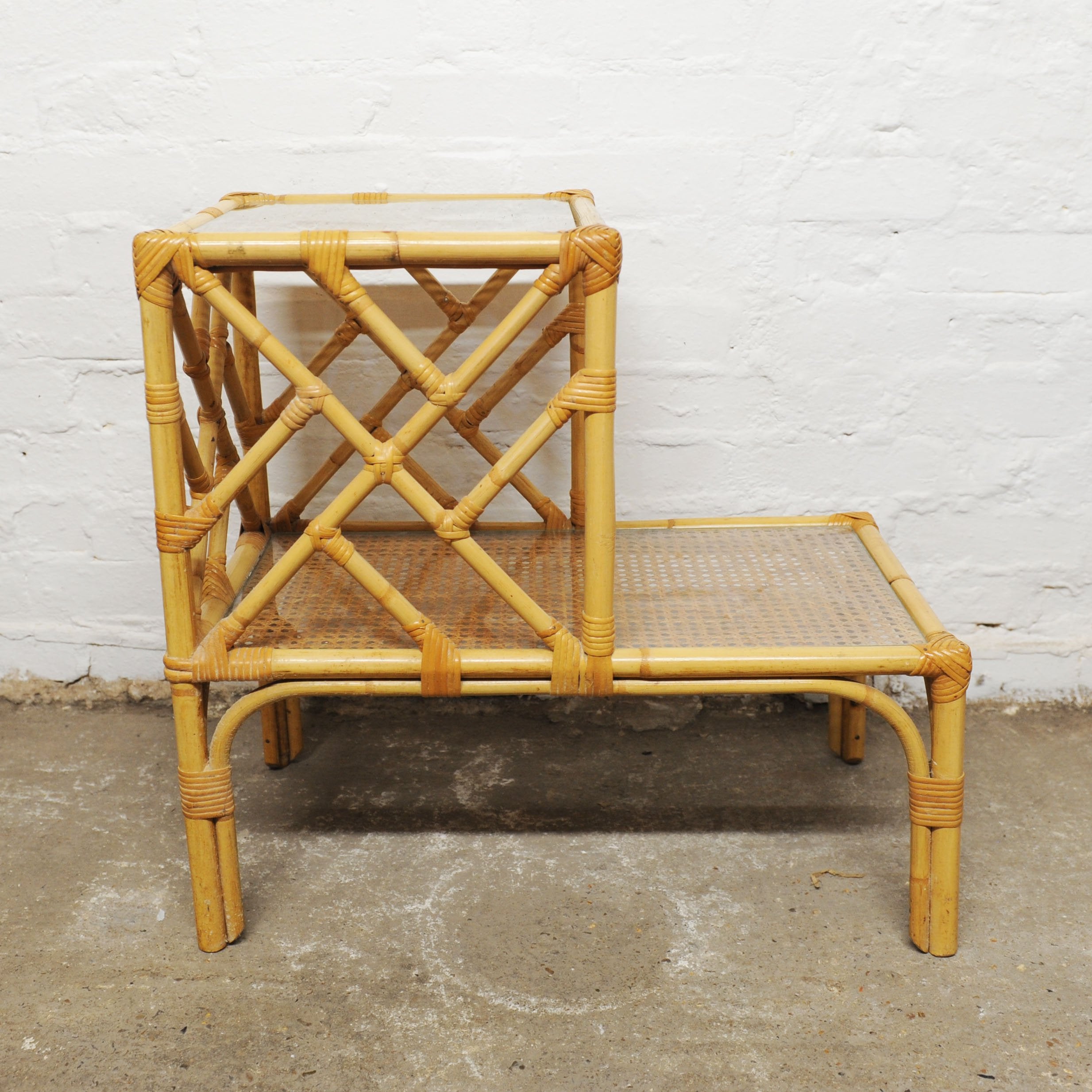 Vintage Bamboo and Cane Bedside Table, 1980s