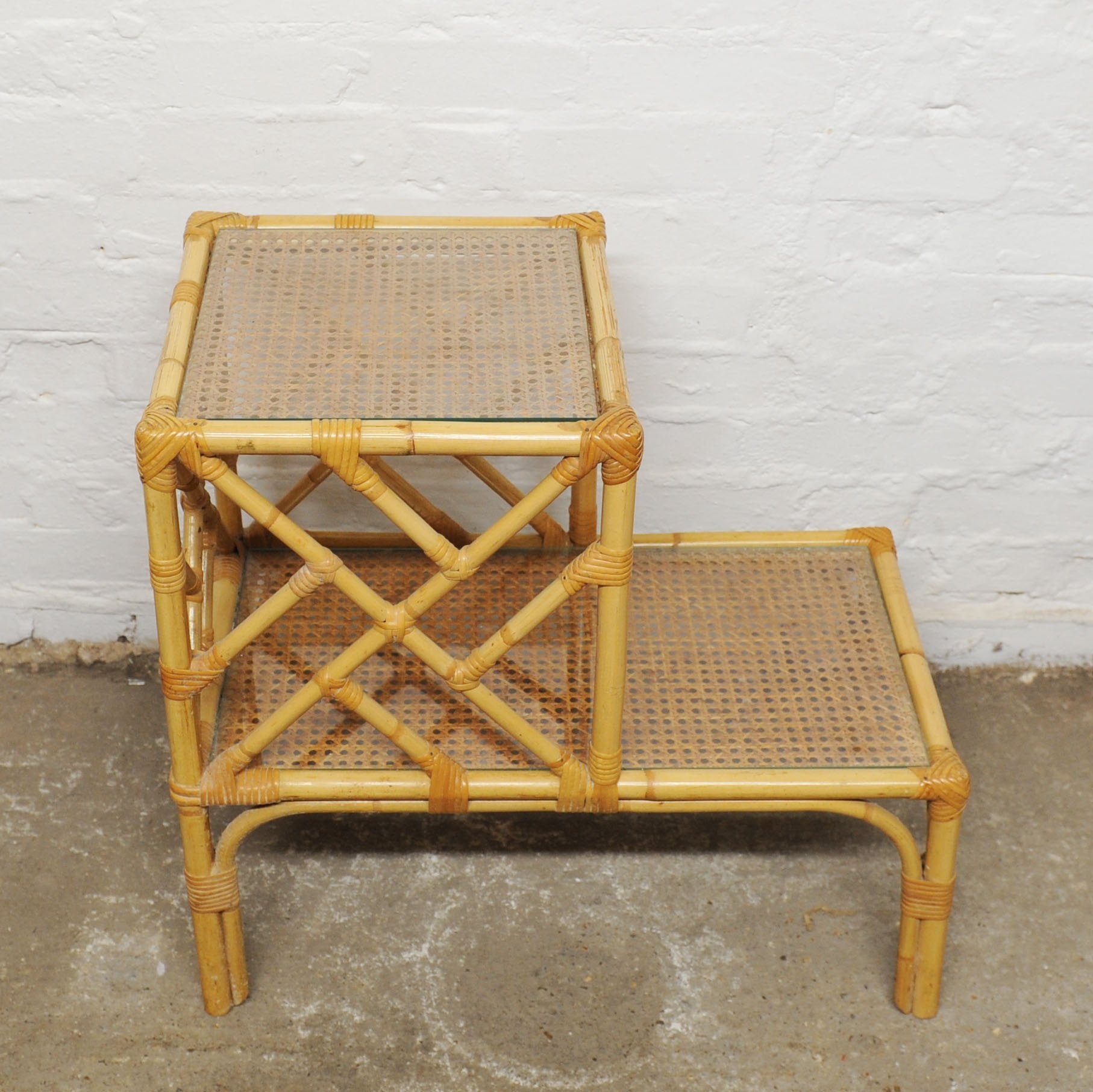 Vintage Bamboo and Cane Bedside Table, 1980s