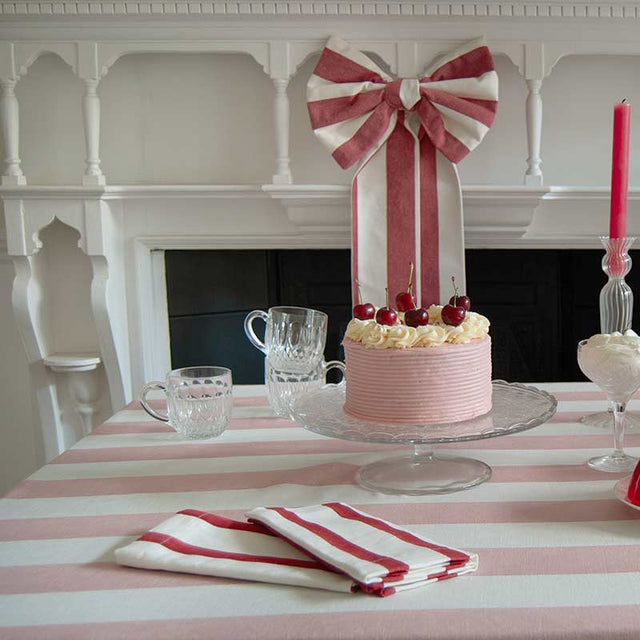 Red Striped Linen Napkins | Set of 4