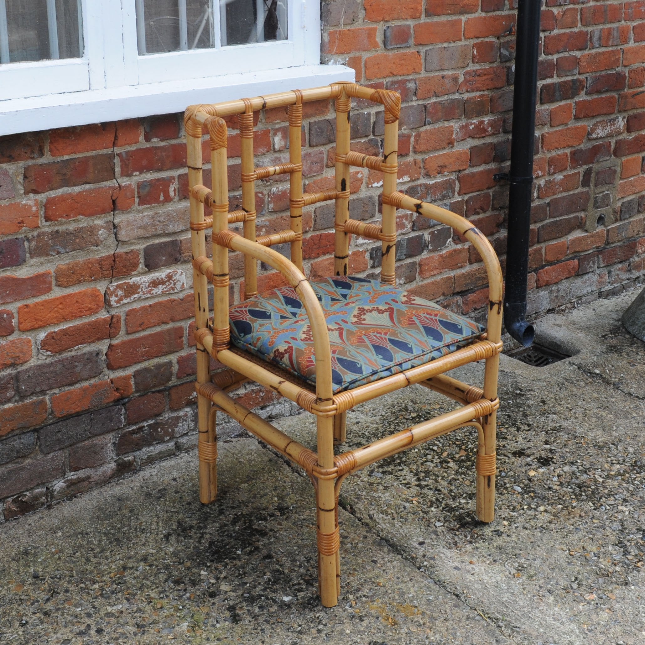 Vintage Bamboo High Back Armchair, 1970s