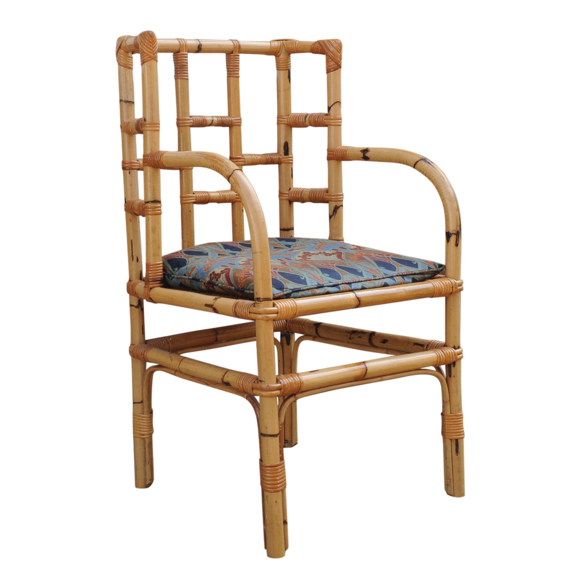 Vintage Bamboo High Back Armchair, 1970s