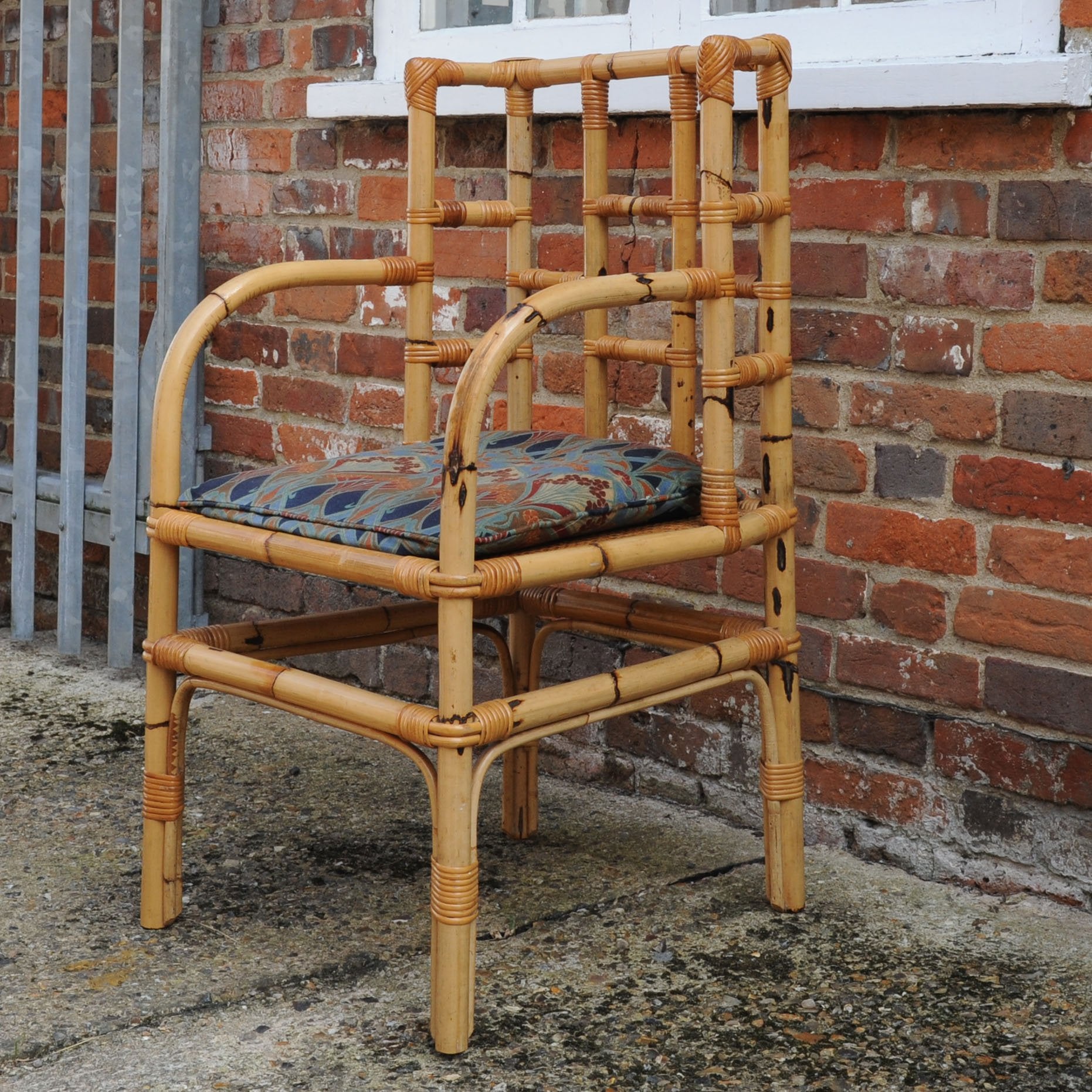 Vintage Bamboo High Back Armchair, 1970s