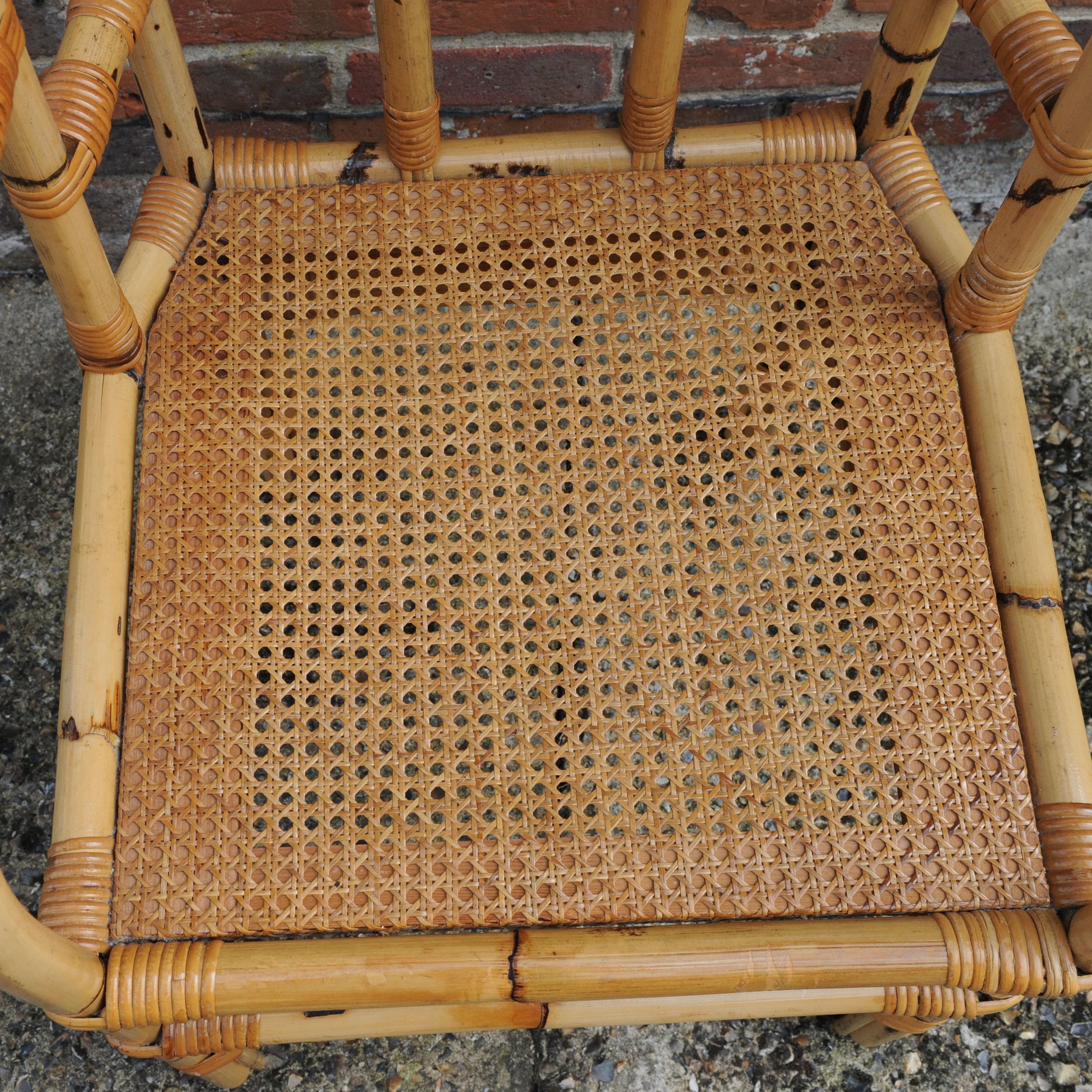 Vintage Bamboo High Back Armchair, 1970s