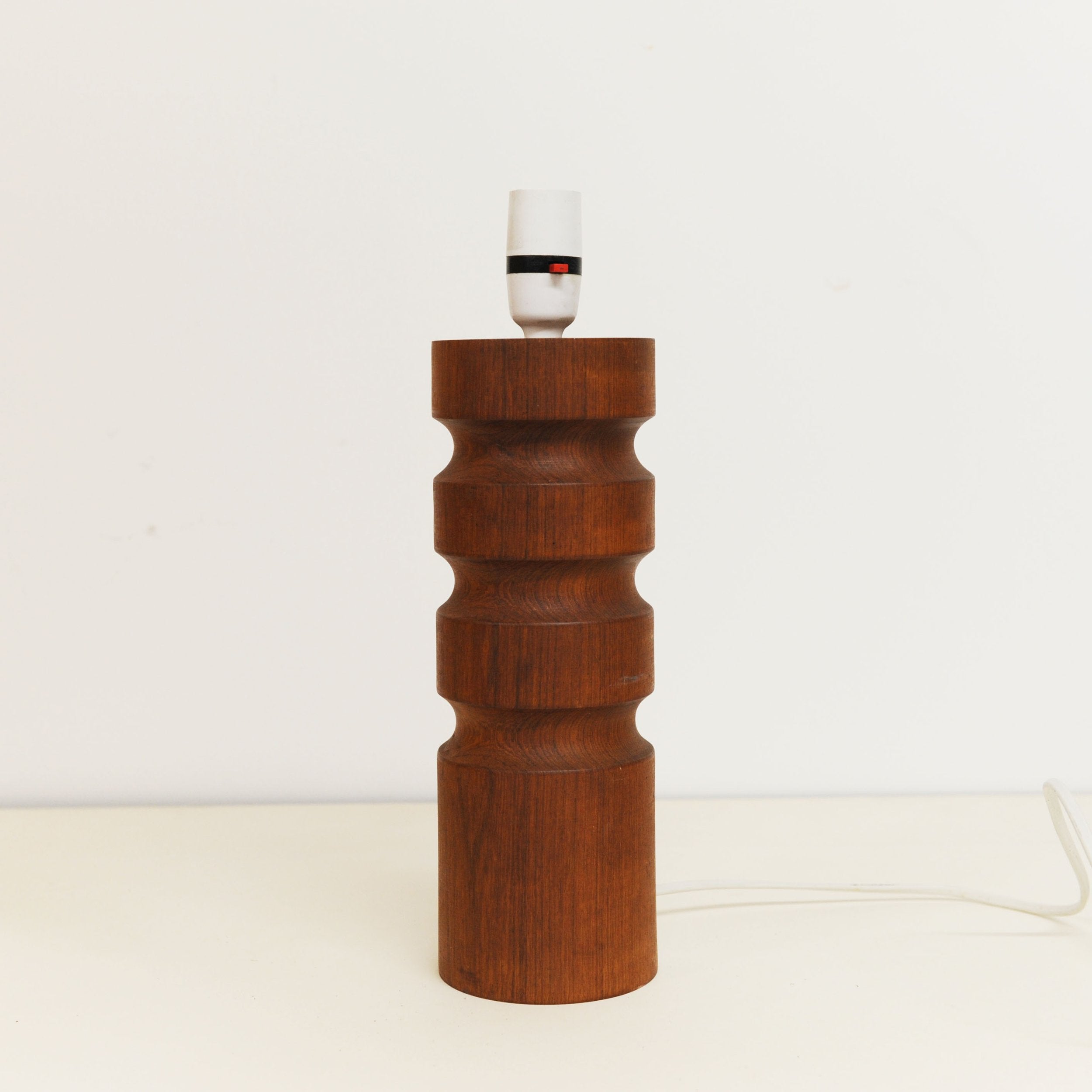 Vintage Teak Turned Table Lamp by BHS, 1980s