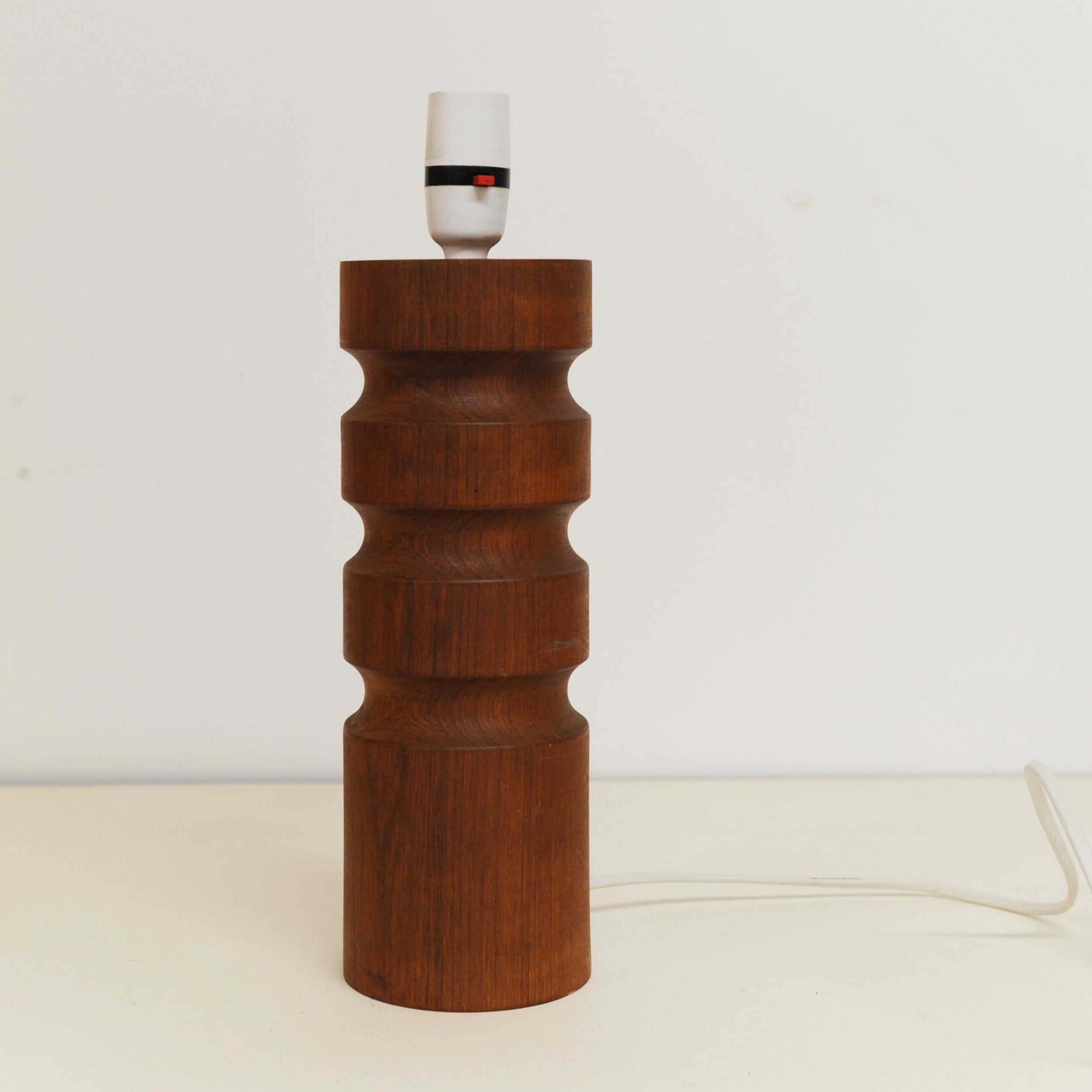 Vintage Teak Turned Table Lamp by BHS, 1980s