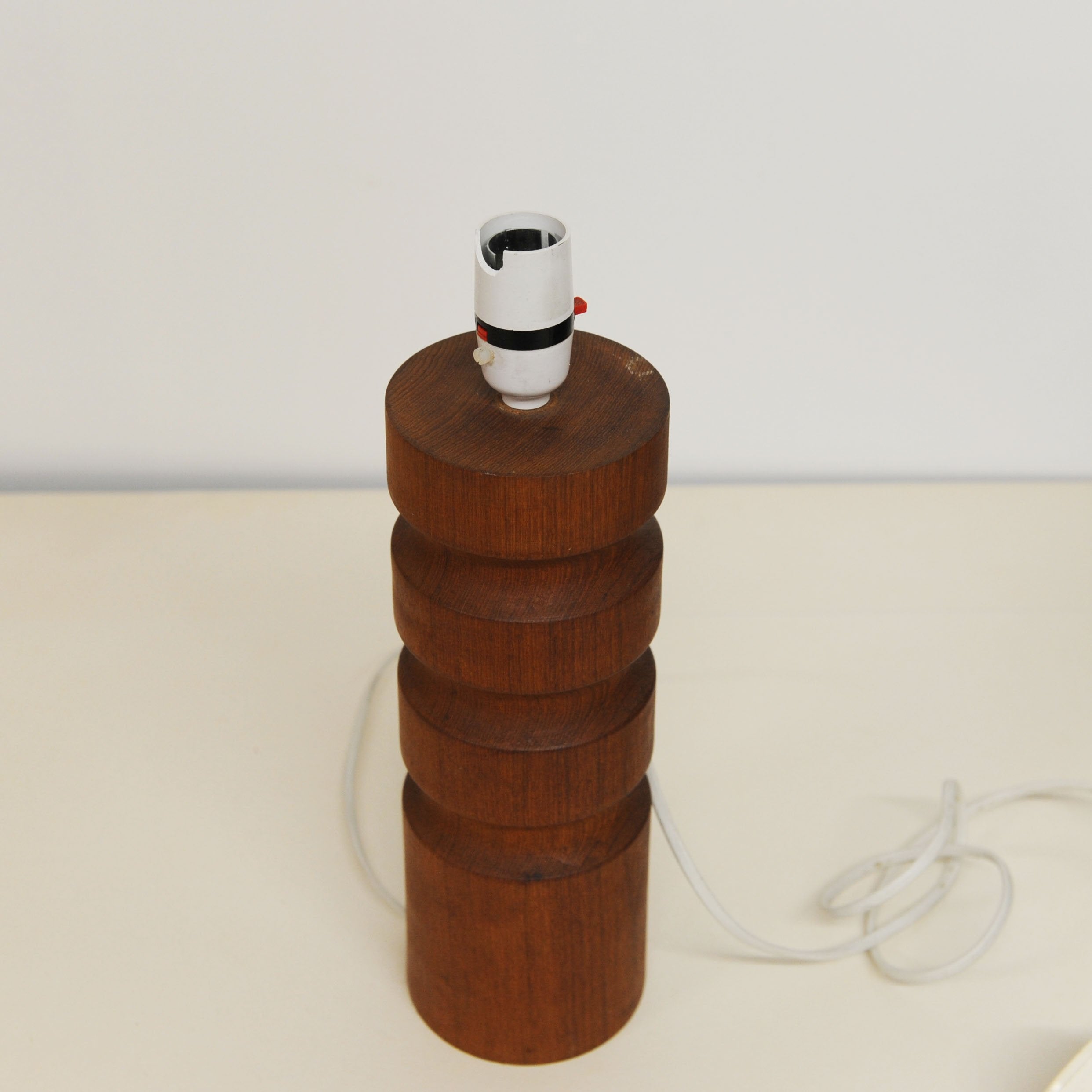 Vintage Teak Turned Table Lamp by BHS, 1980s