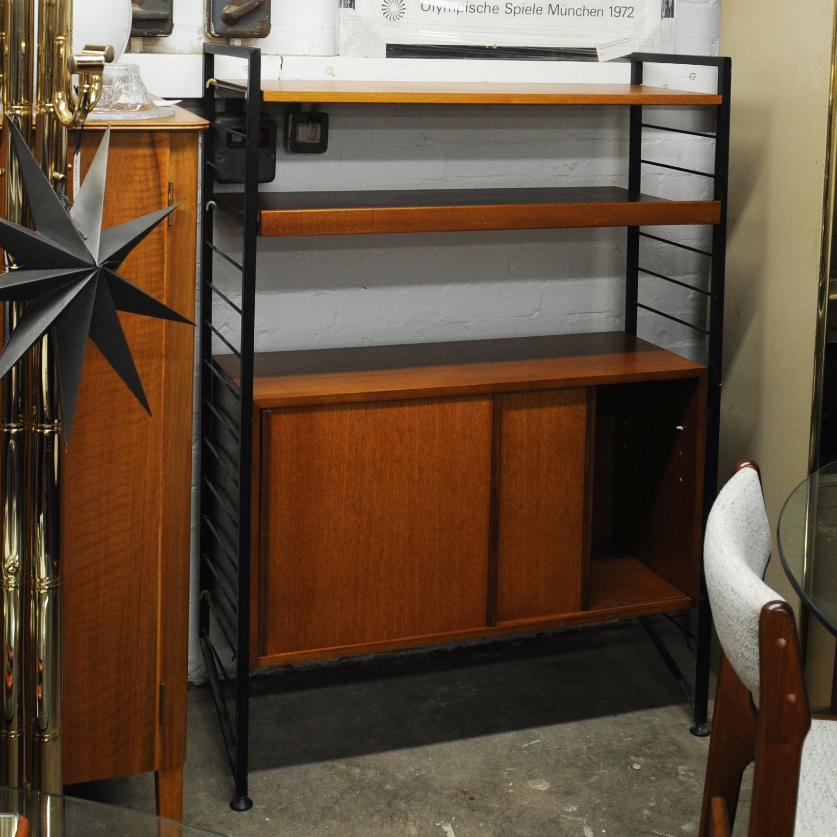 Mid-Century Teak Shelving System with Cupboard Ladderax by Robert Heal for Staples, 1960s