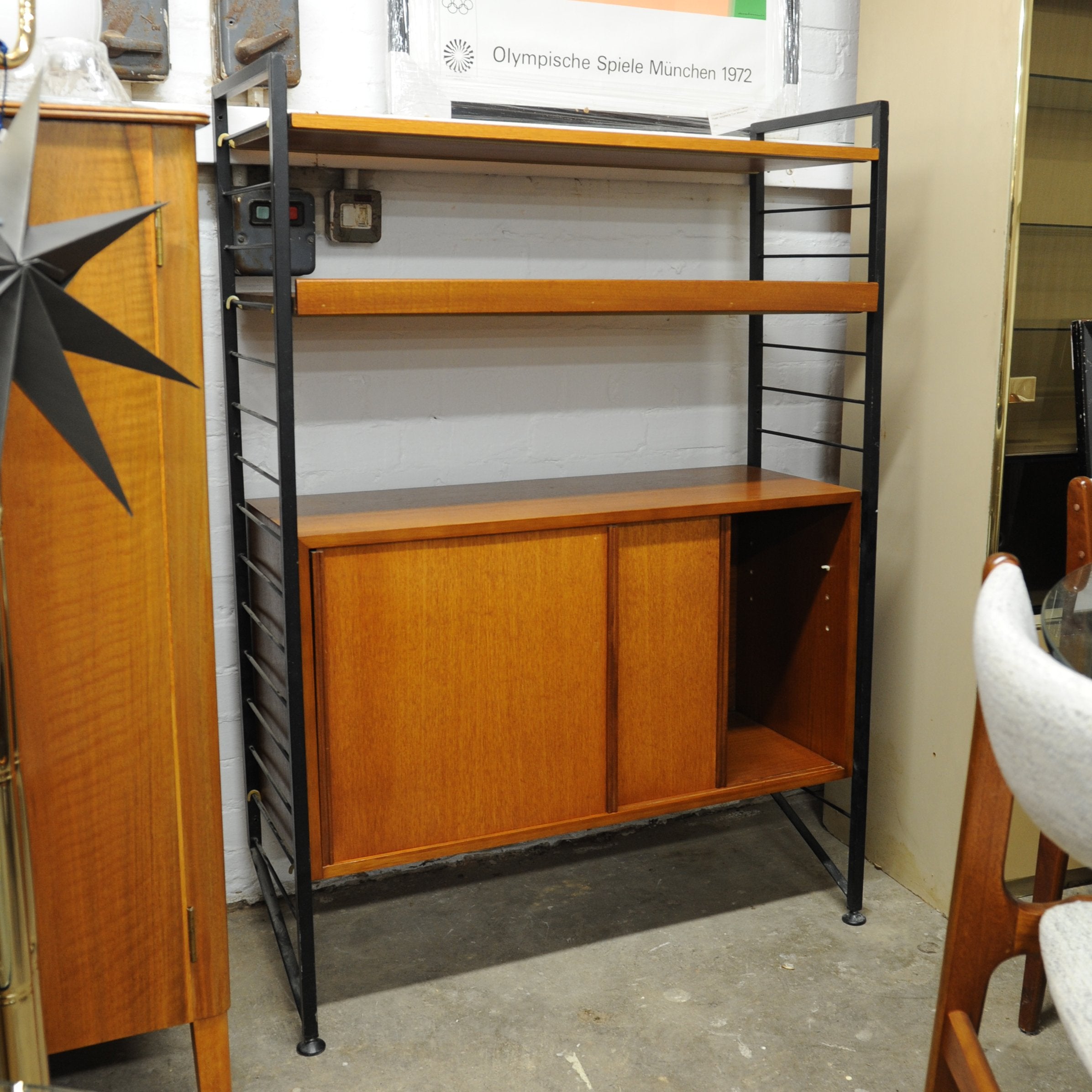 Mid-Century Teak Shelving System with Cupboard Ladderax by Robert Heal for Staples, 1960s